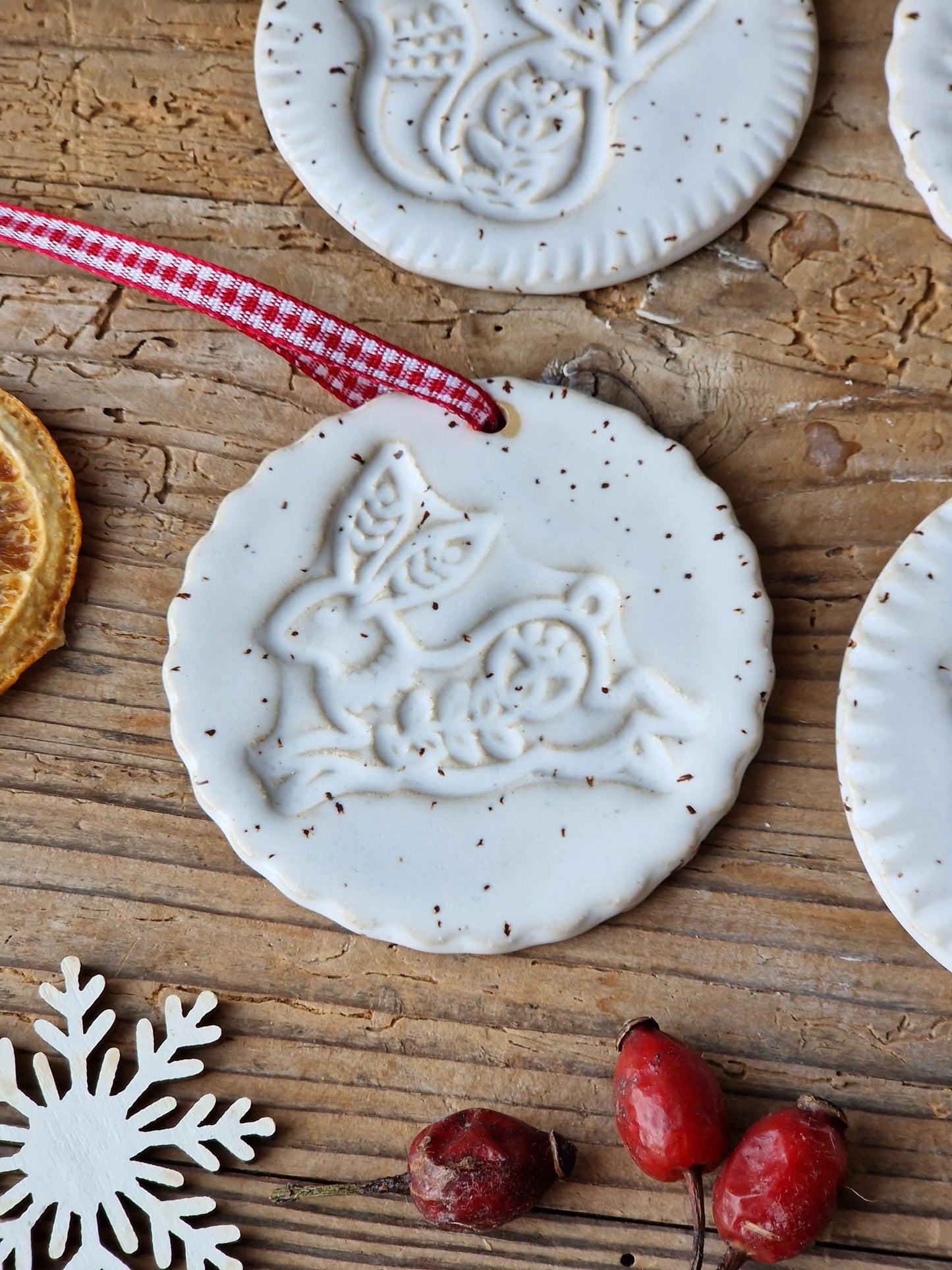 Folk art ornaments // set of 4