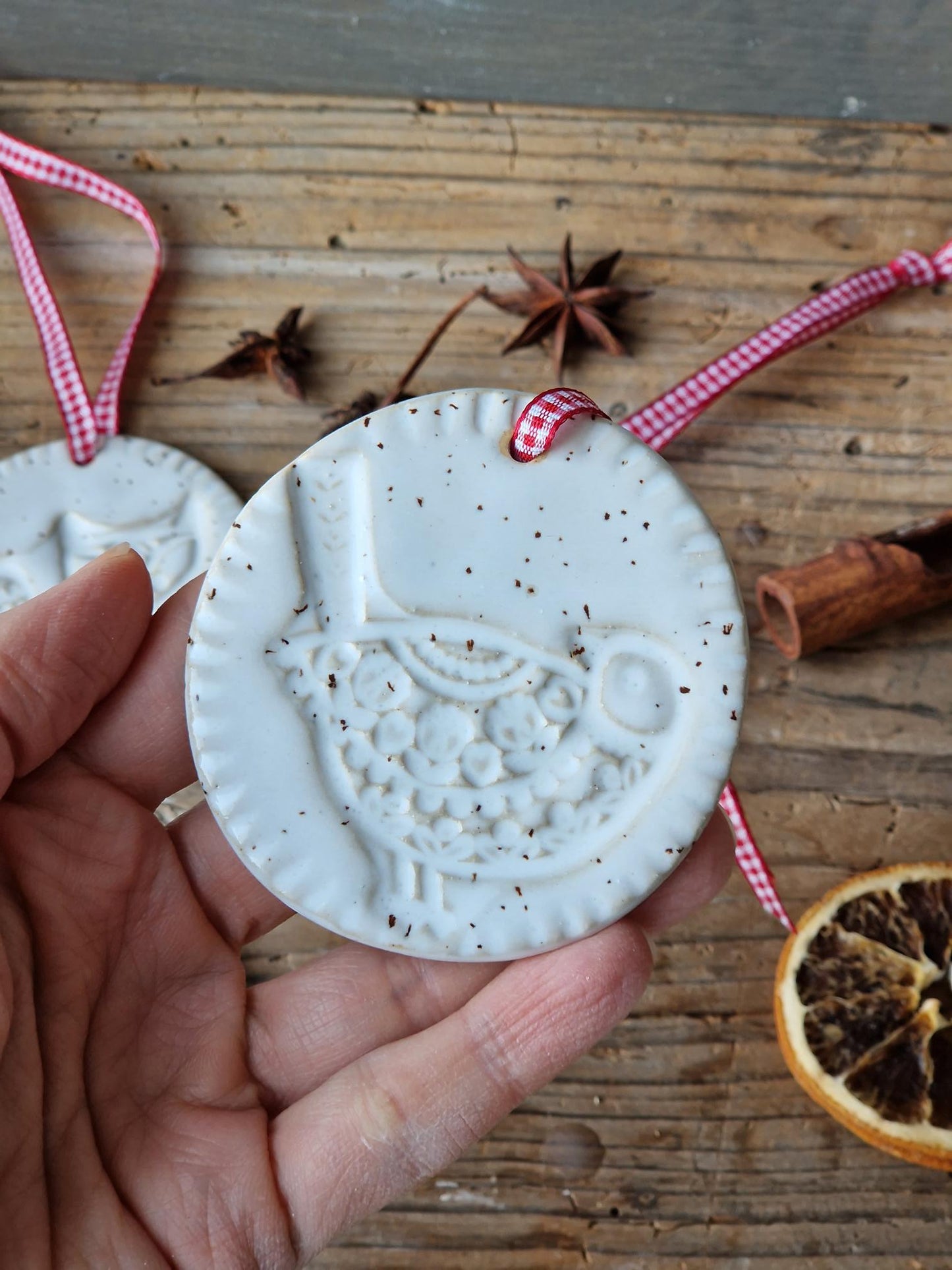 Folk art ornaments // set of 4