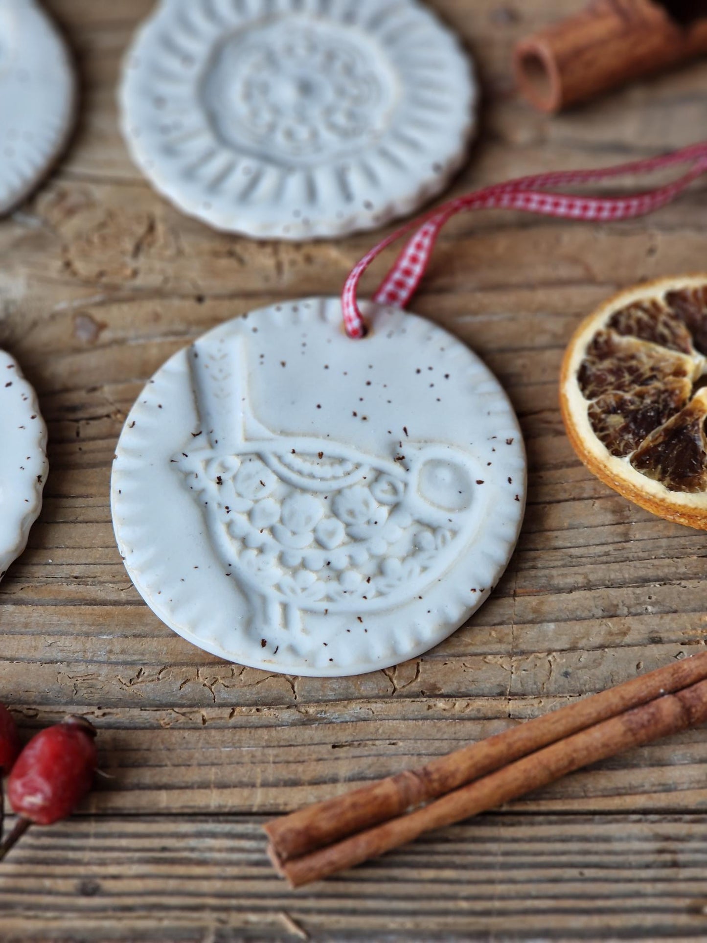 Folk art ornaments // set of 4