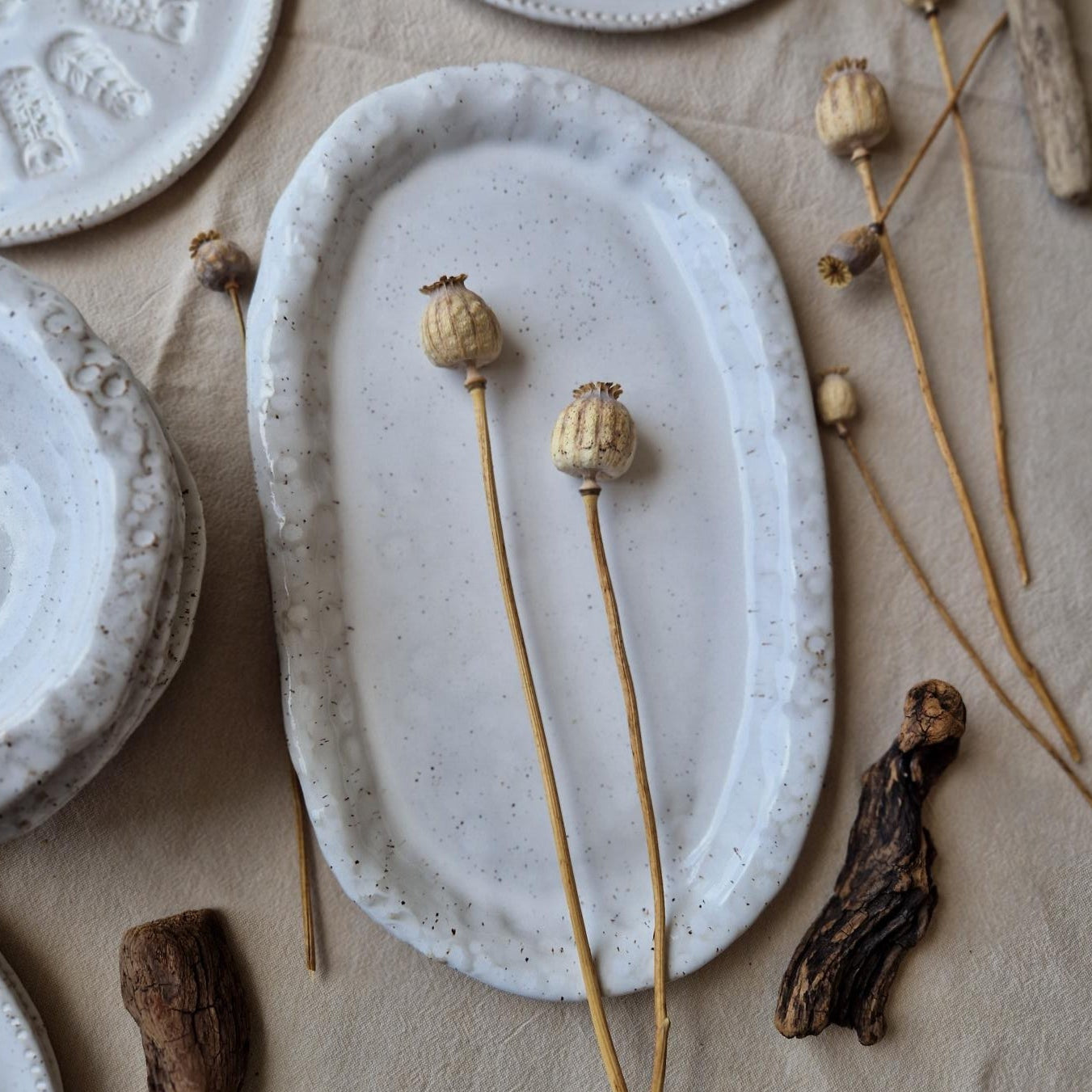 Rustic White Serving Tray