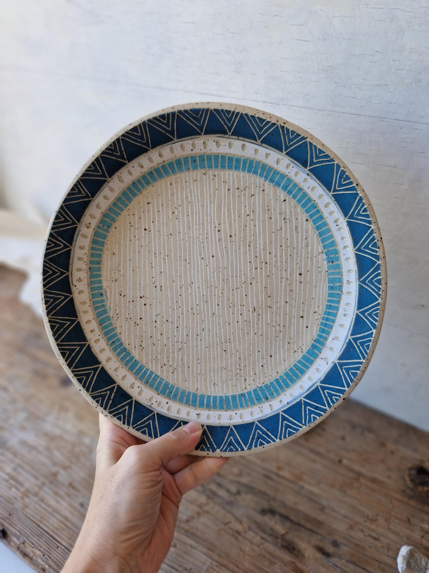 Sgraffito serving bowl large