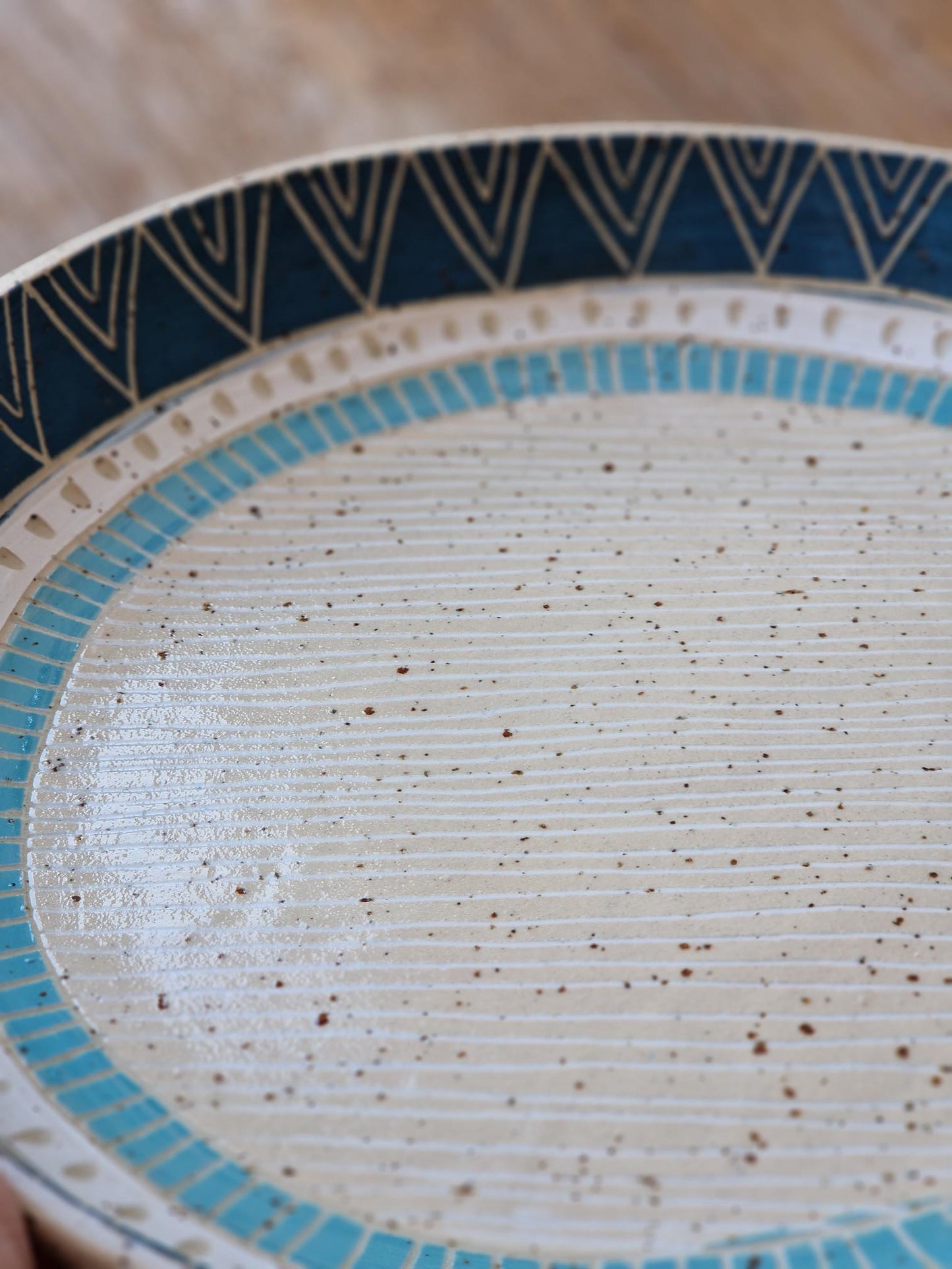 Sgraffito serving bowl large