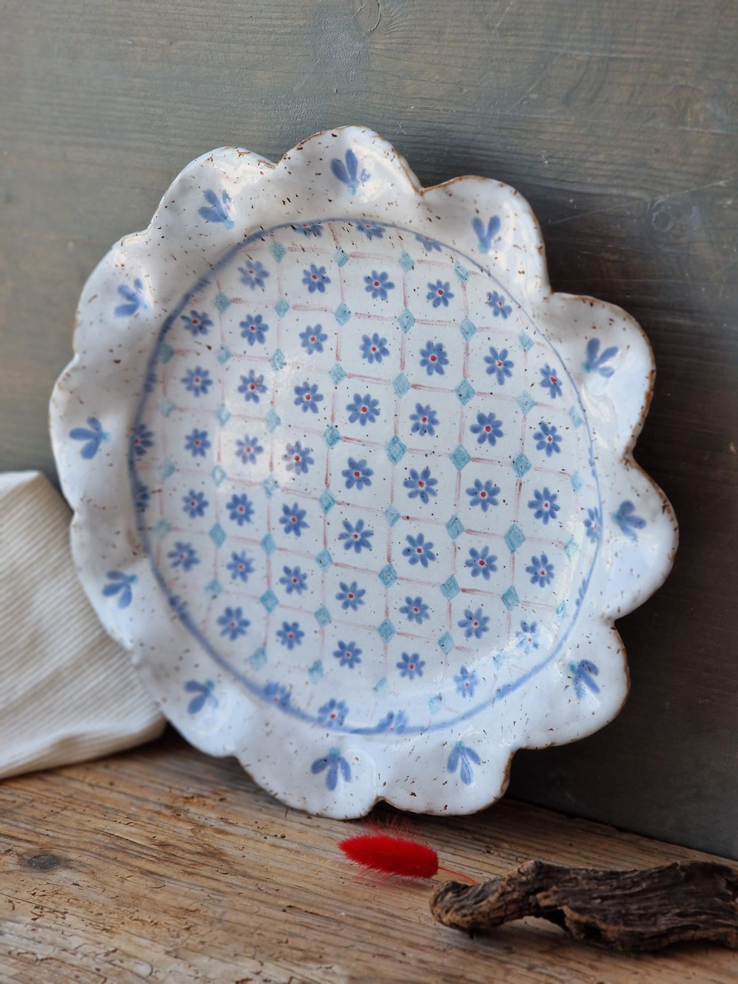 Scalloped large floral platter Nr. 2