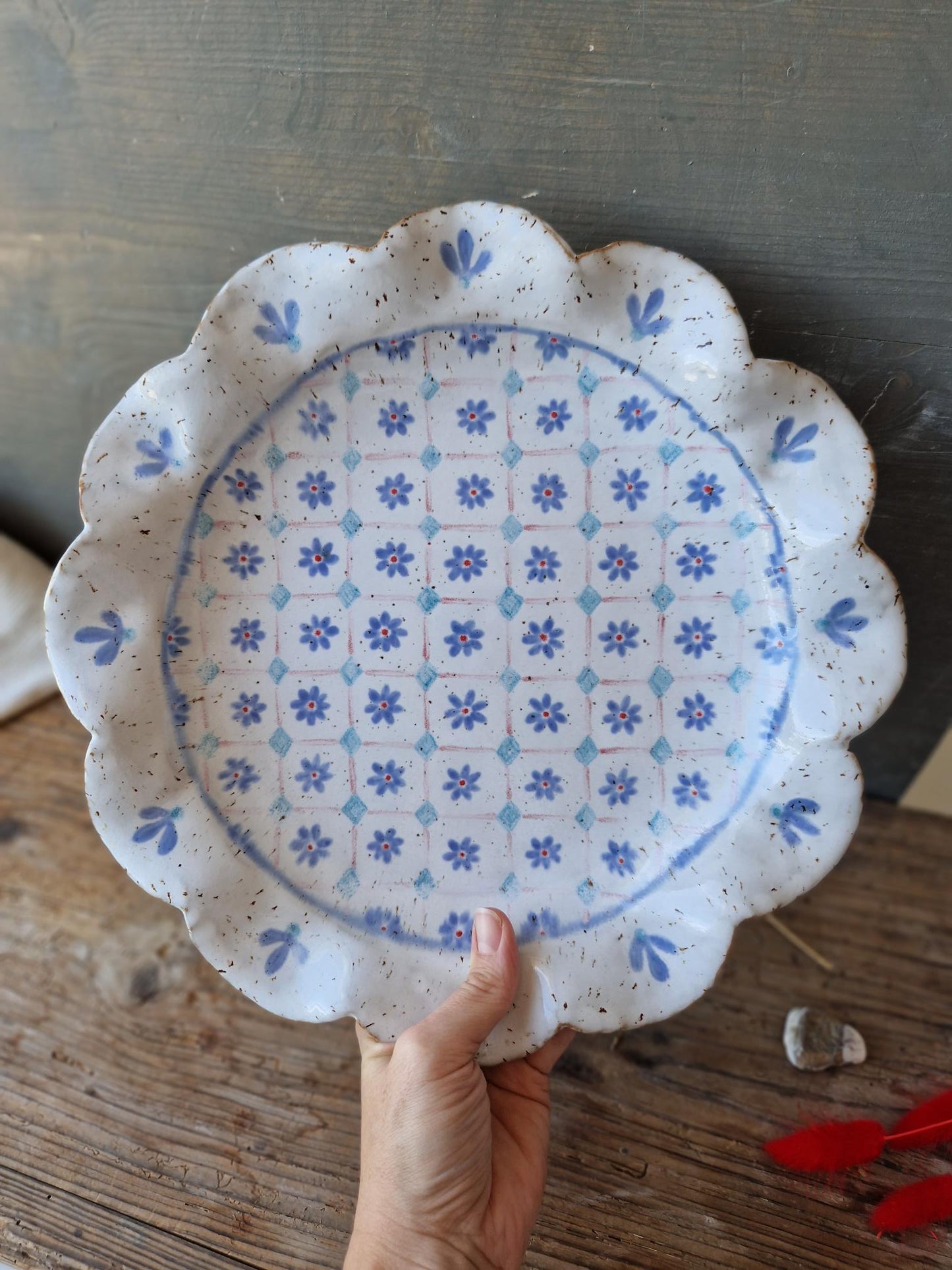 Scalloped large floral platter Nr. 2
