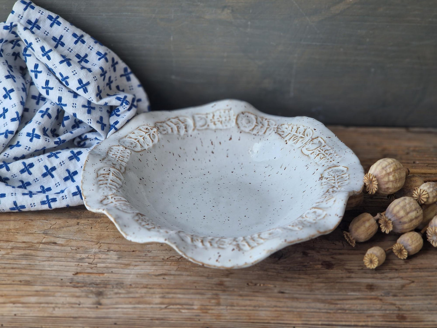SET of 4 Wavy pasta bowls