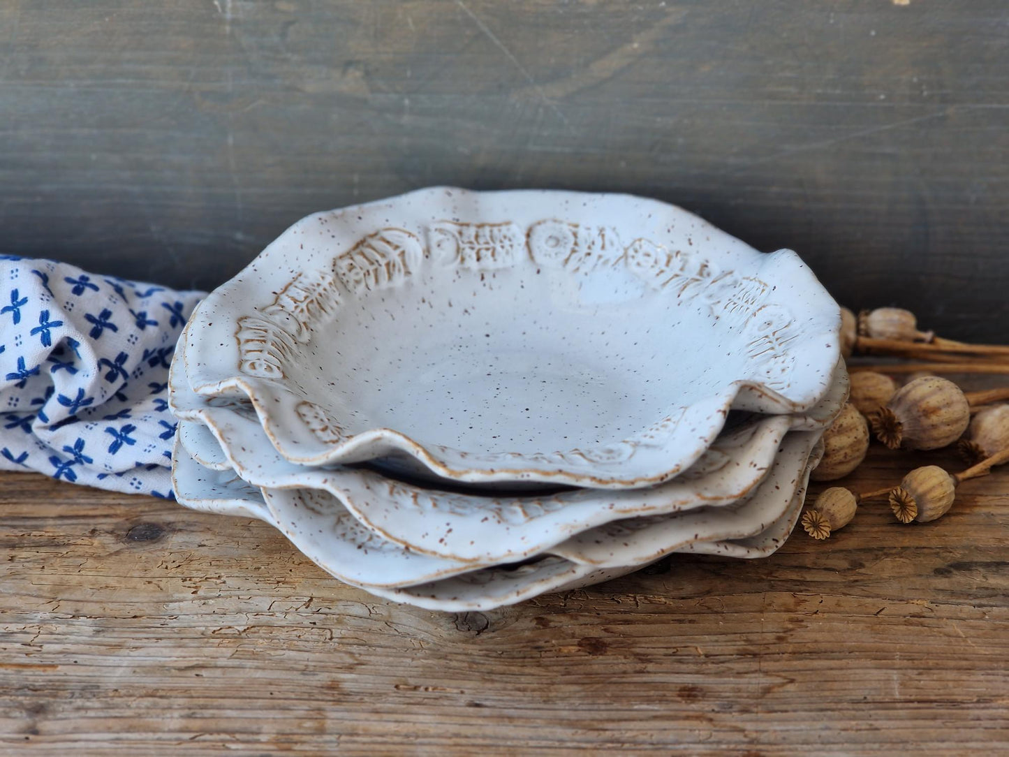 SET of 4 Wavy pasta bowls