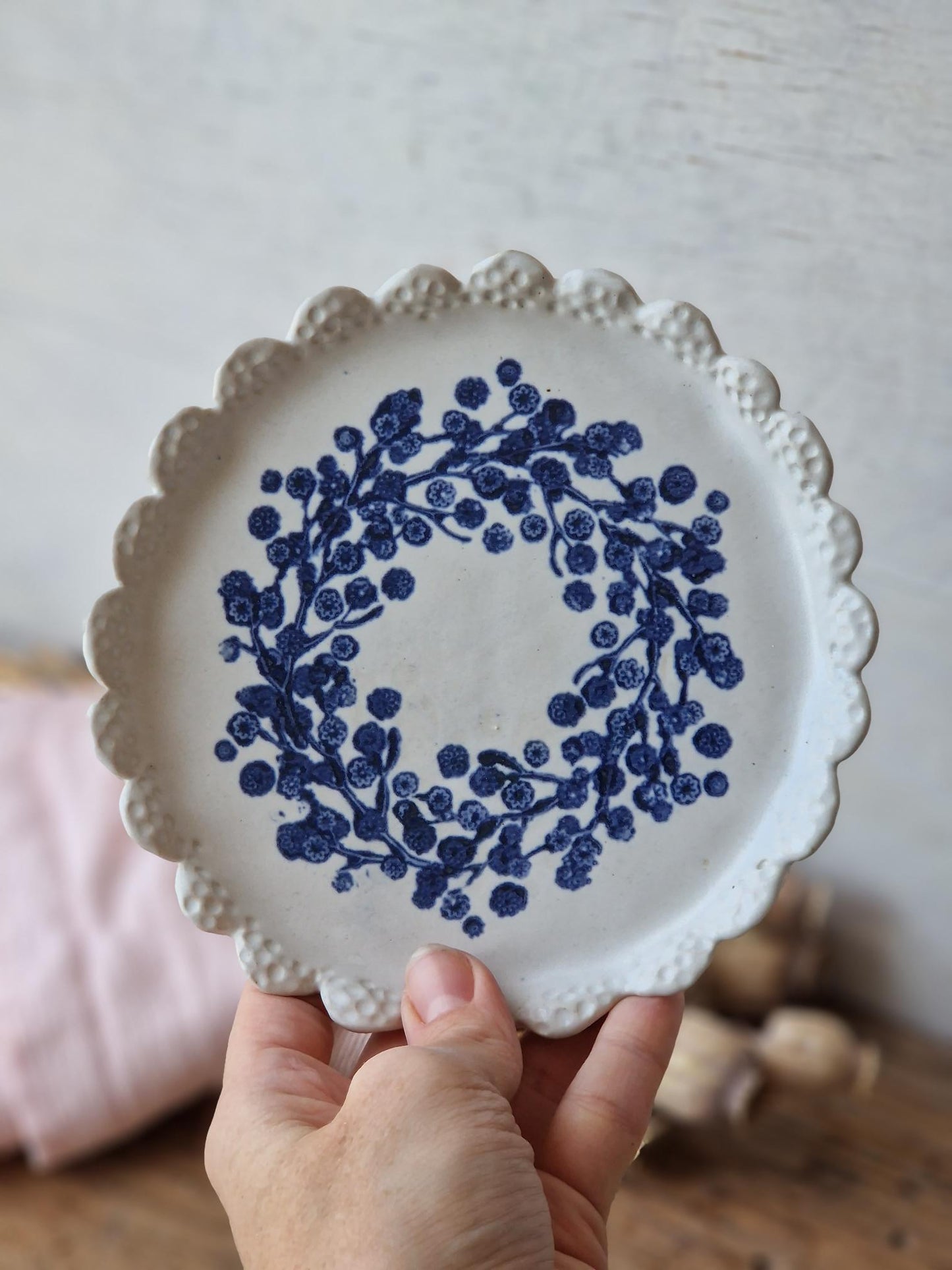 Scalloped bread and butter plate
