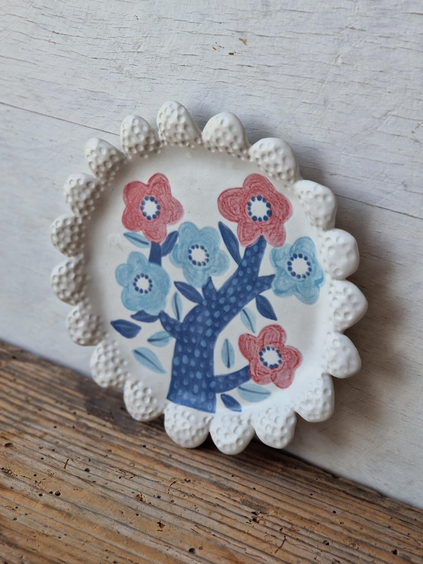Ceramic wall art / scalloped appetiser plate