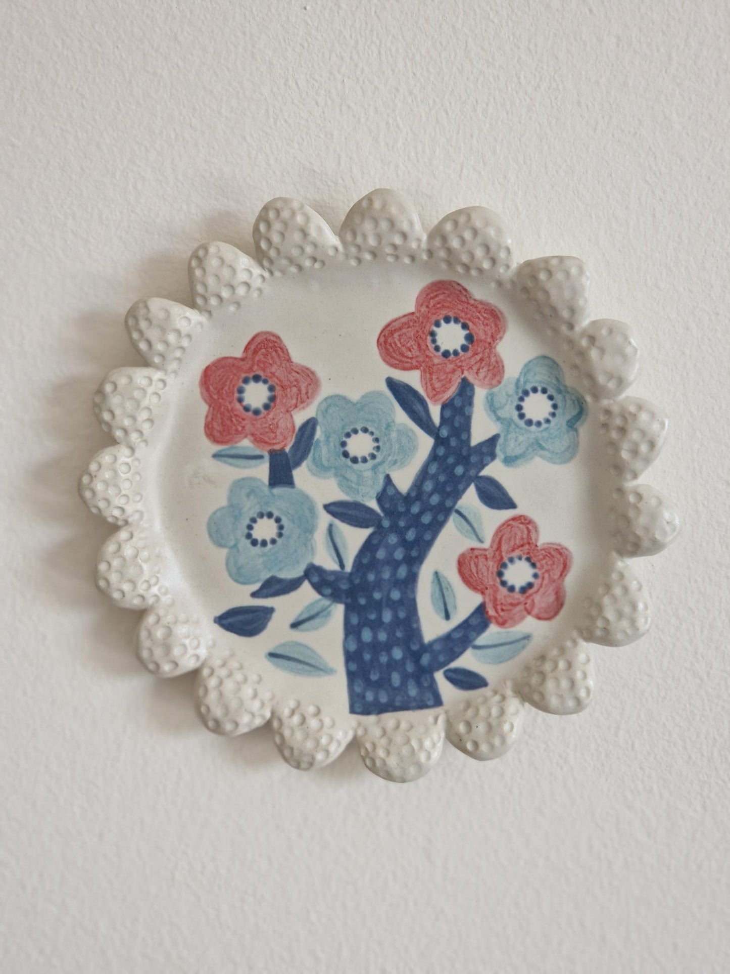 Ceramic wall art / scalloped appetiser plate