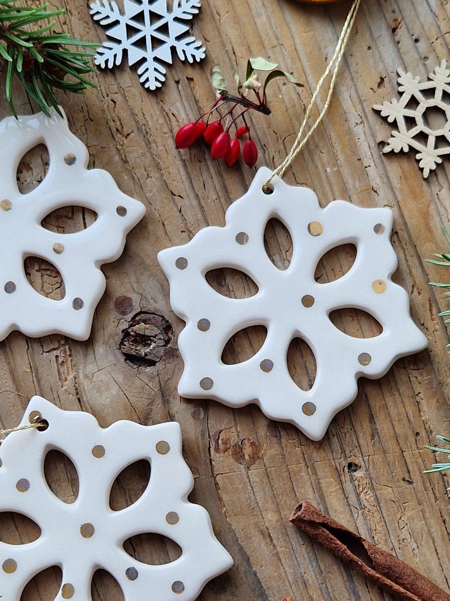 SET of 3 Snowflake ornaments