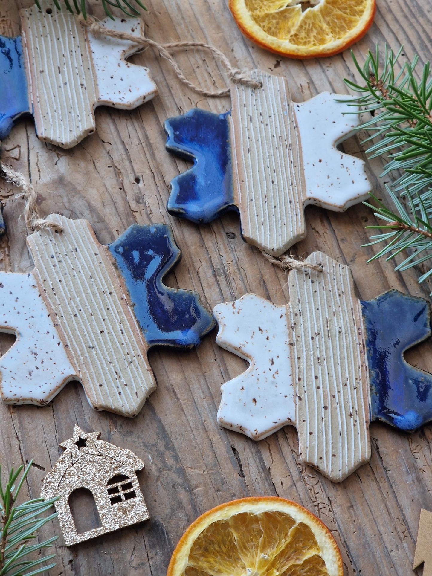 SET of 5 Snowflake decorations