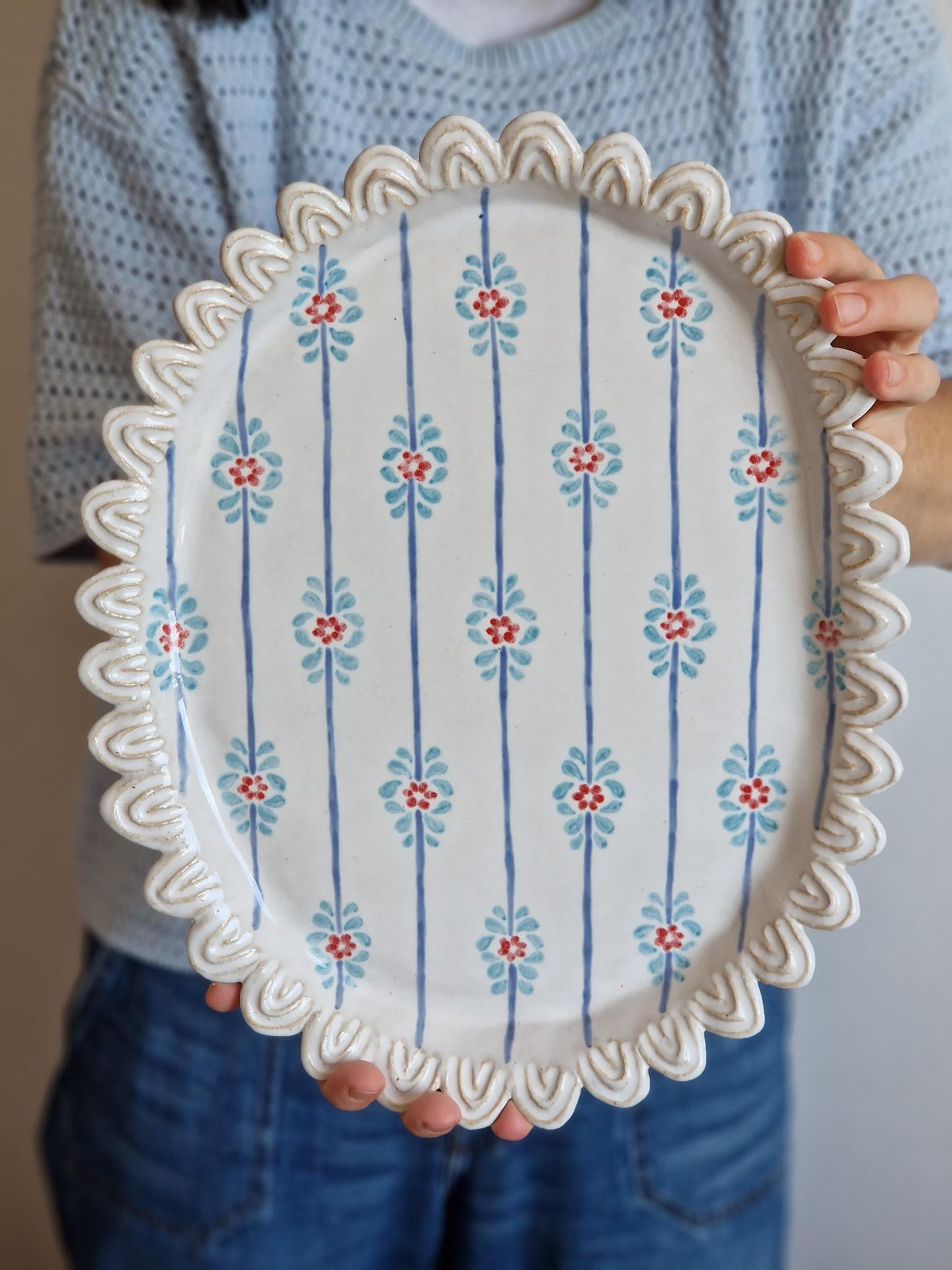 Scalloped floral platter