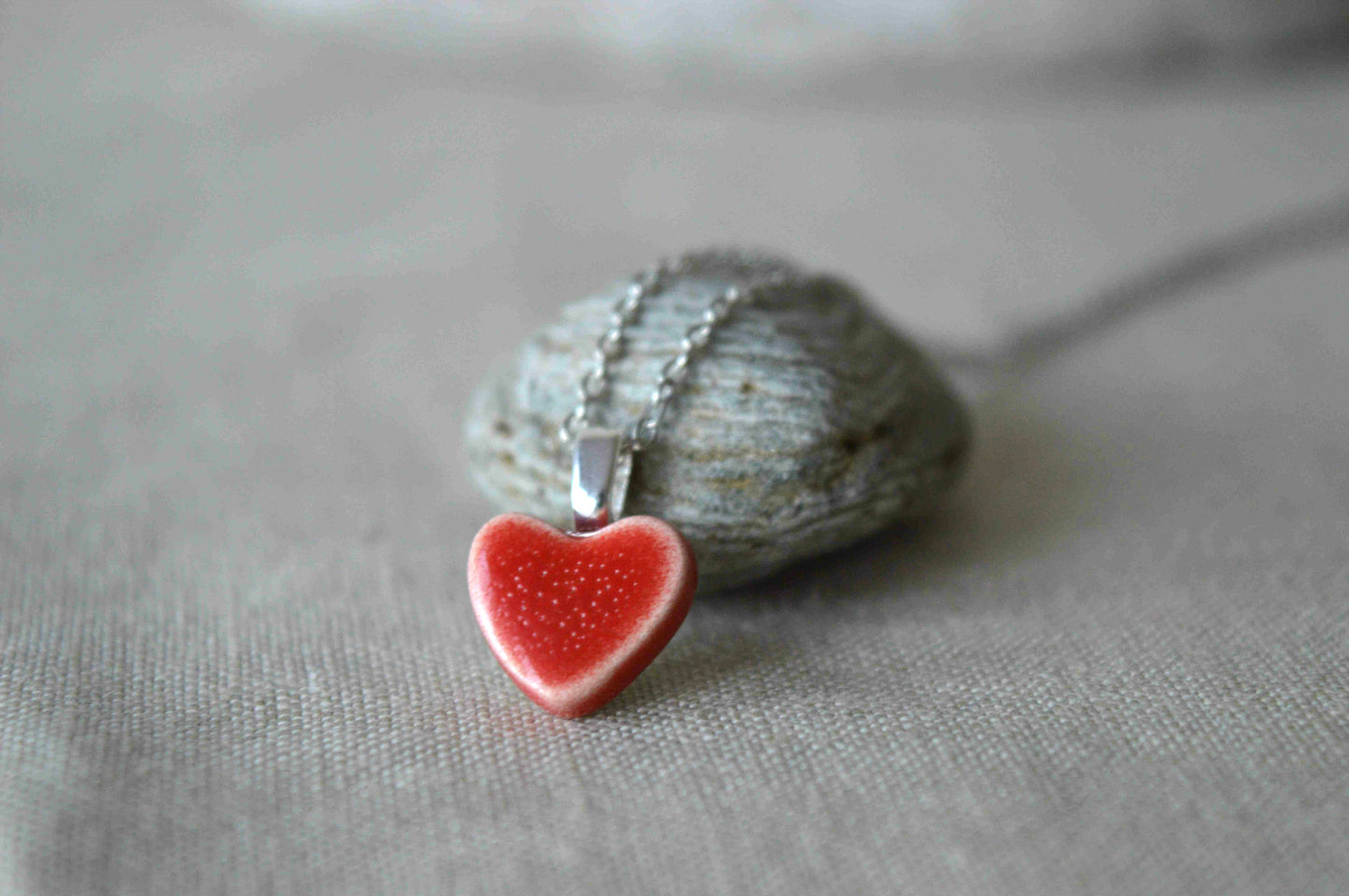 Red heart necklace and earrings