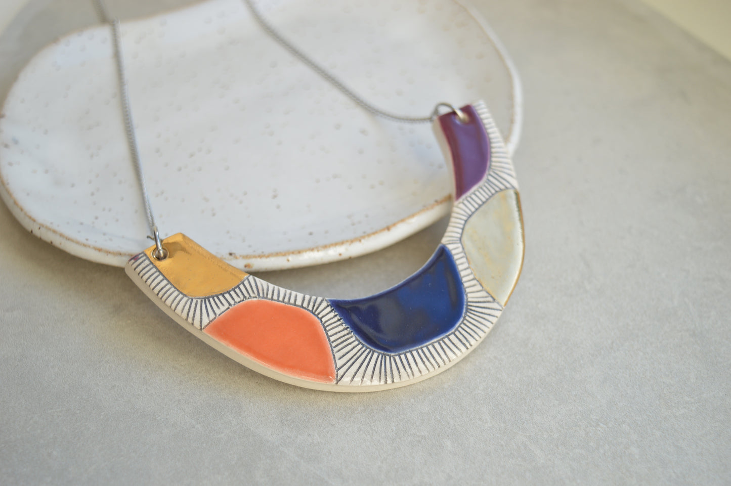 Geometric ceramic statement necklace No. 7