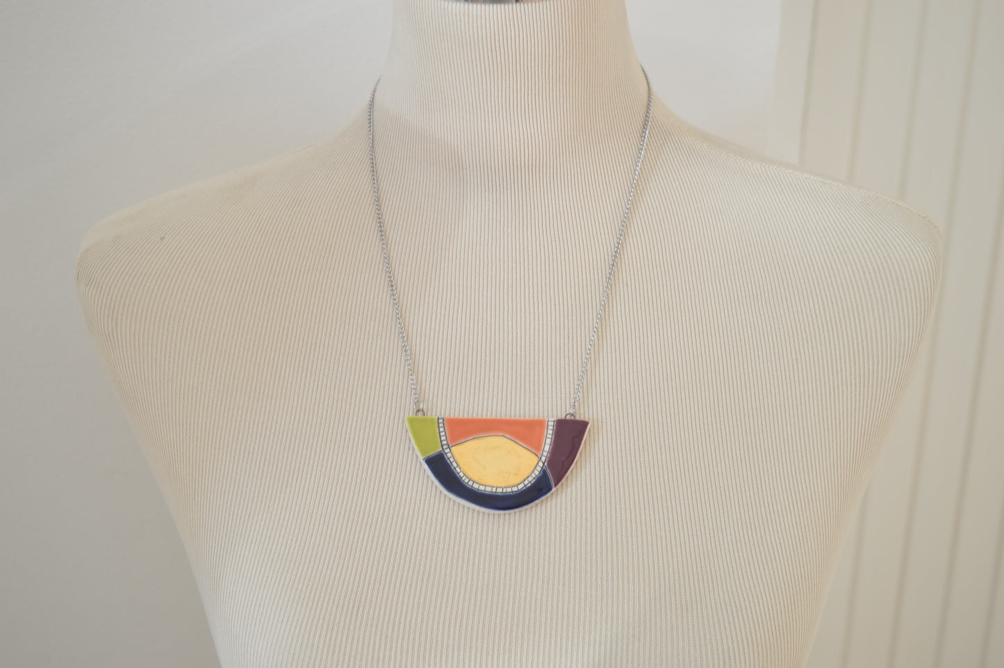 Geometric ceramic statement necklace No. 8