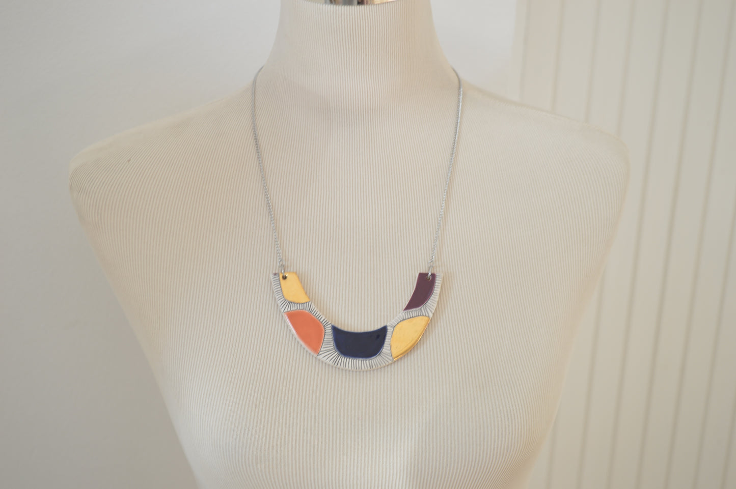 Geometric ceramic statement necklace No. 7