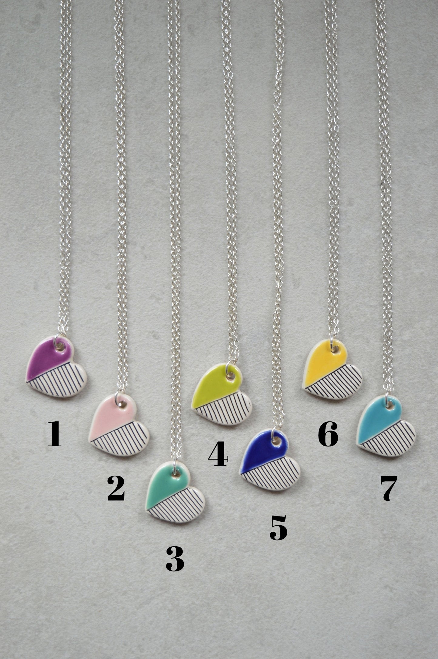 Small ceramic heart pendants