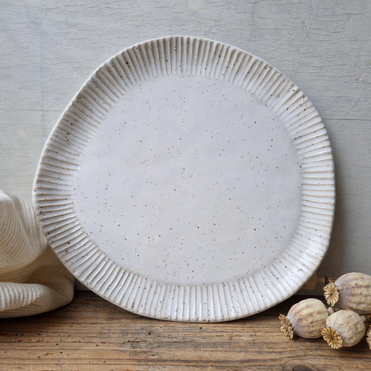 white handmade salad plate