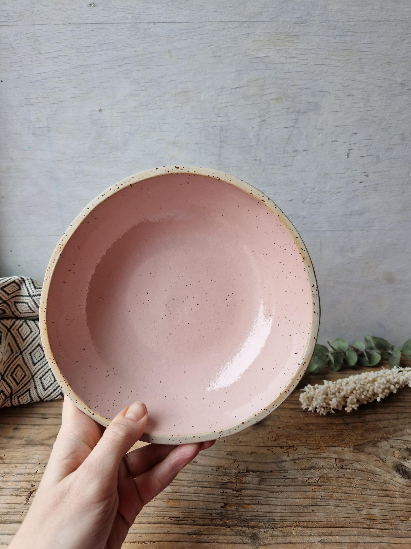 Pasta bowl speckled pink No. 14
