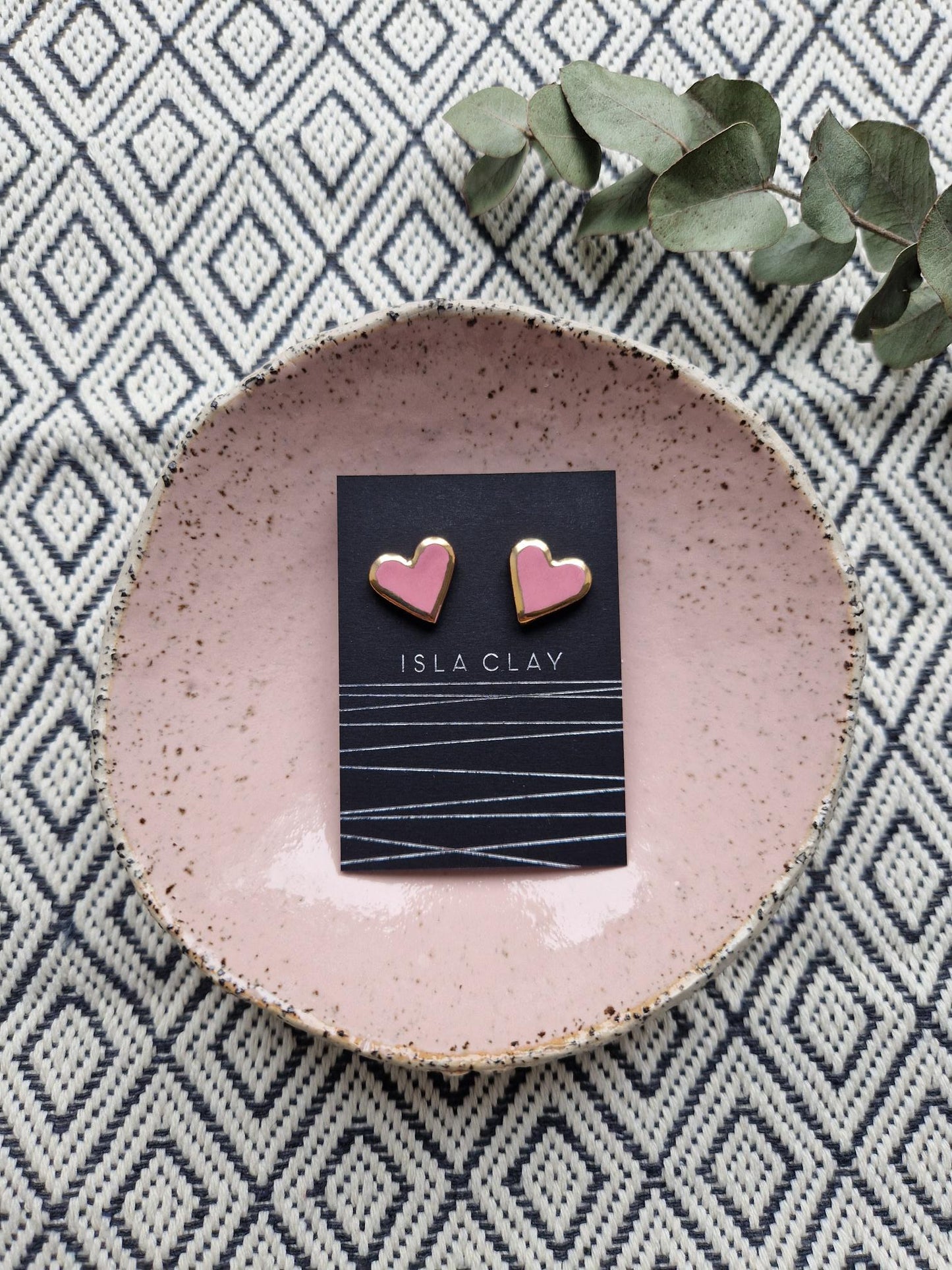 Pink heart studs