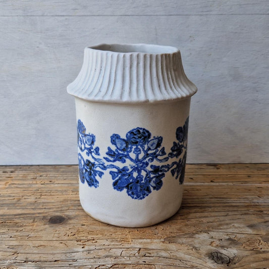 blue white ceramic vase