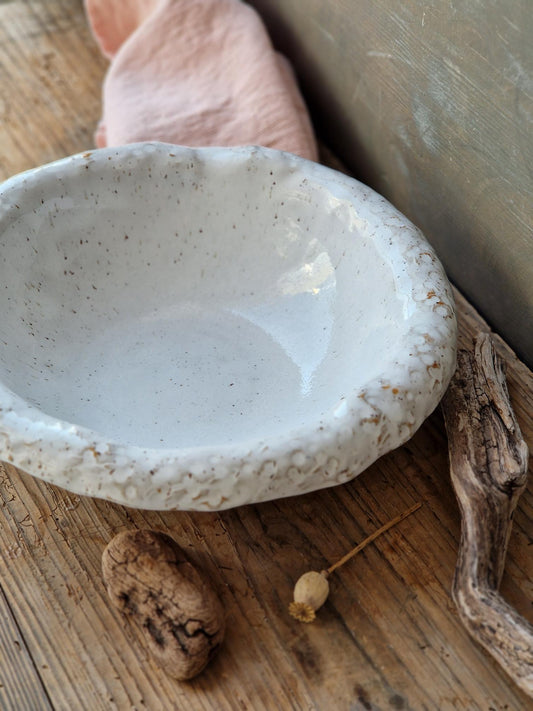 Rustic white serving bowl