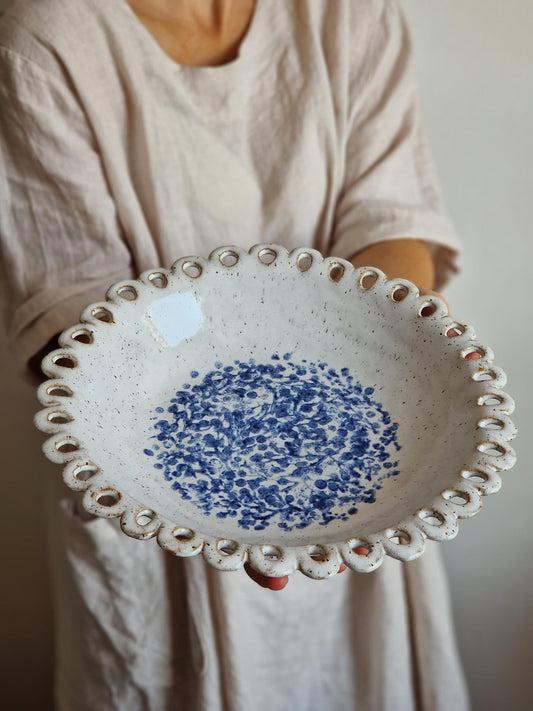 Scalloped pedestal bowl