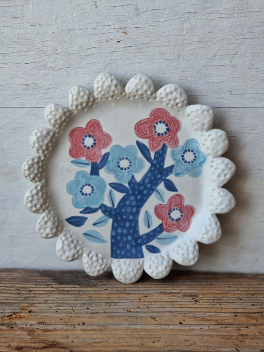 Ceramic wall art / scalloped appetiser plate