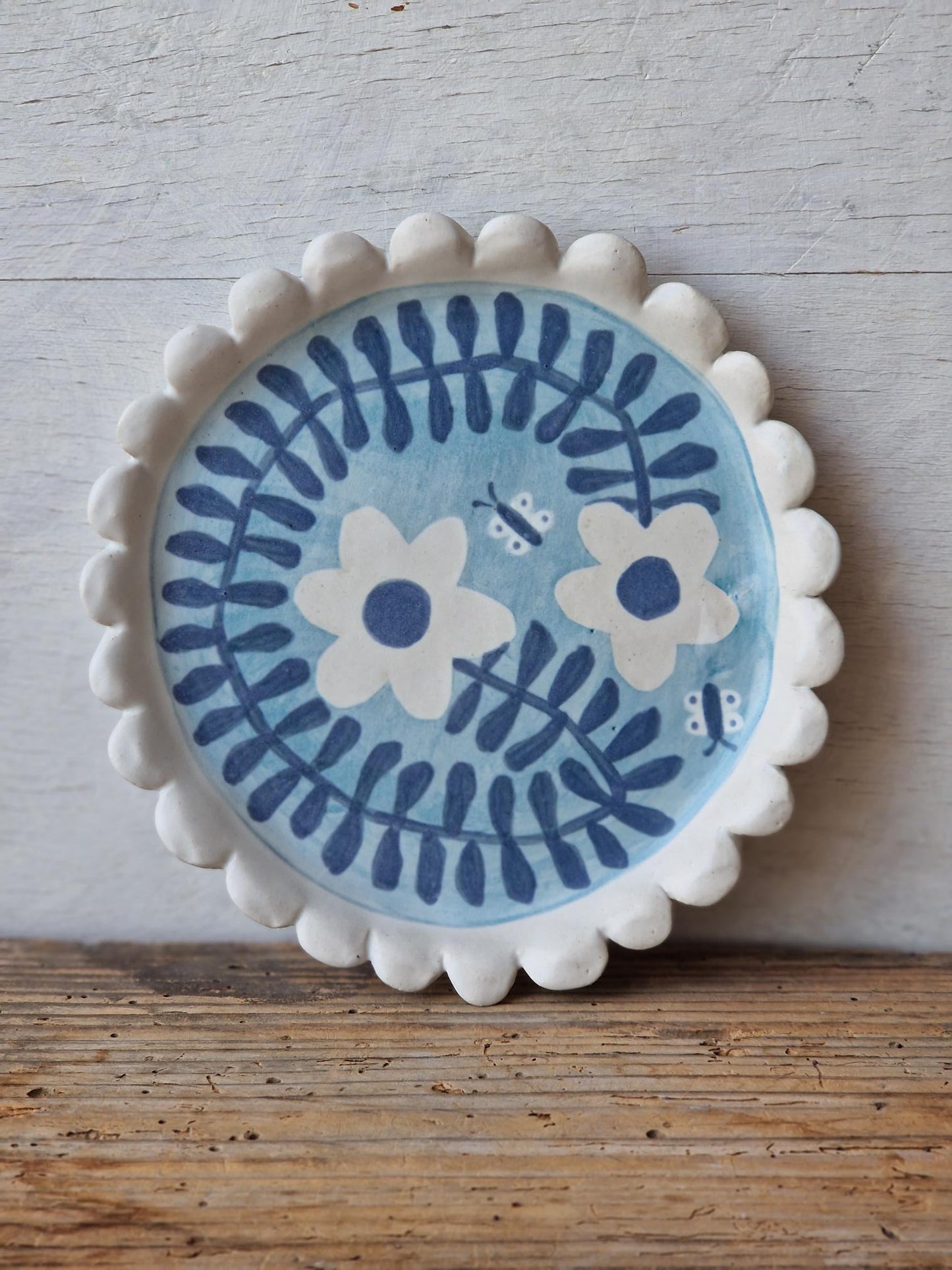 Ceramic wall art / scalloped side plate
