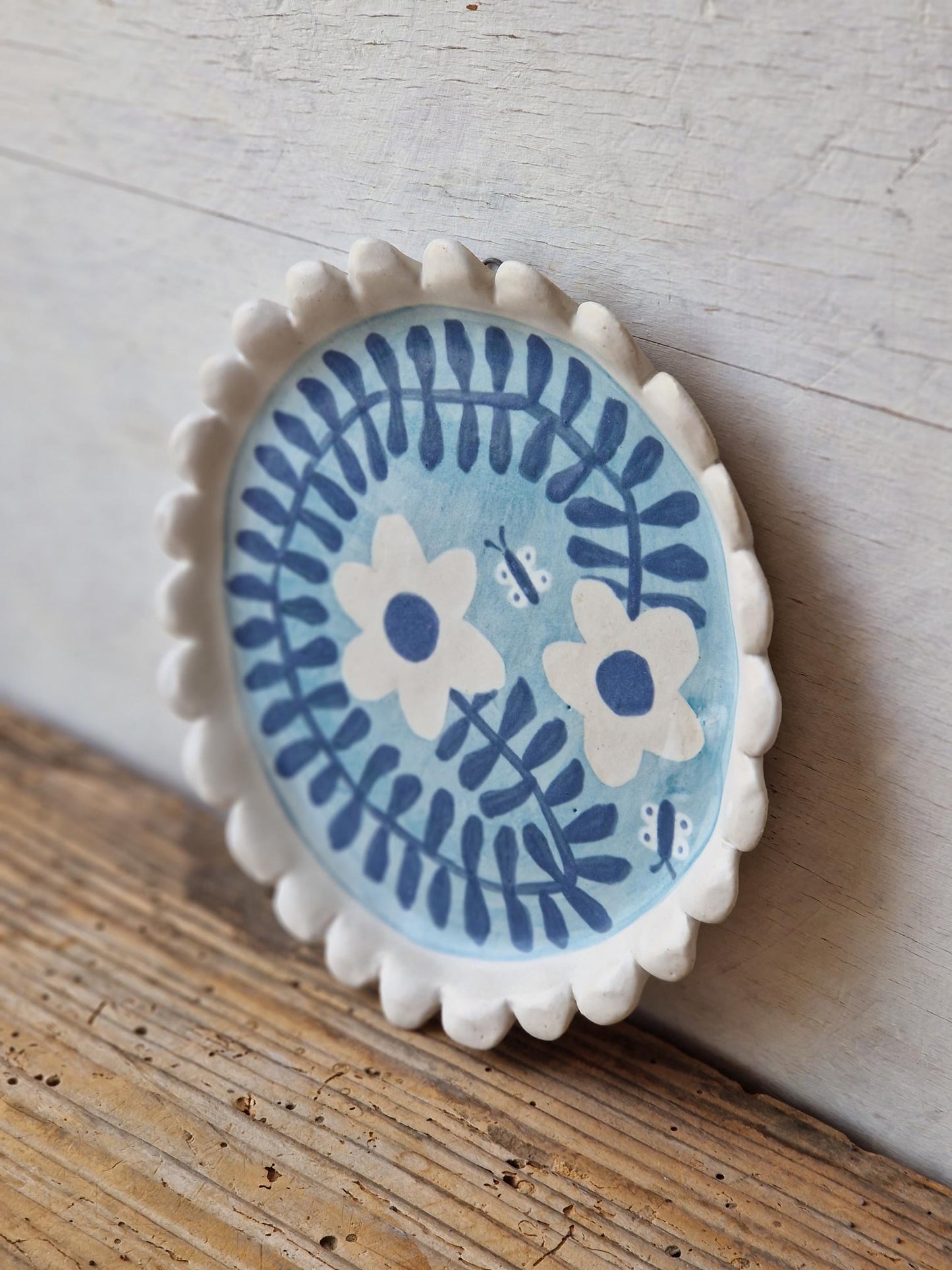 Ceramic wall art / scalloped side plate