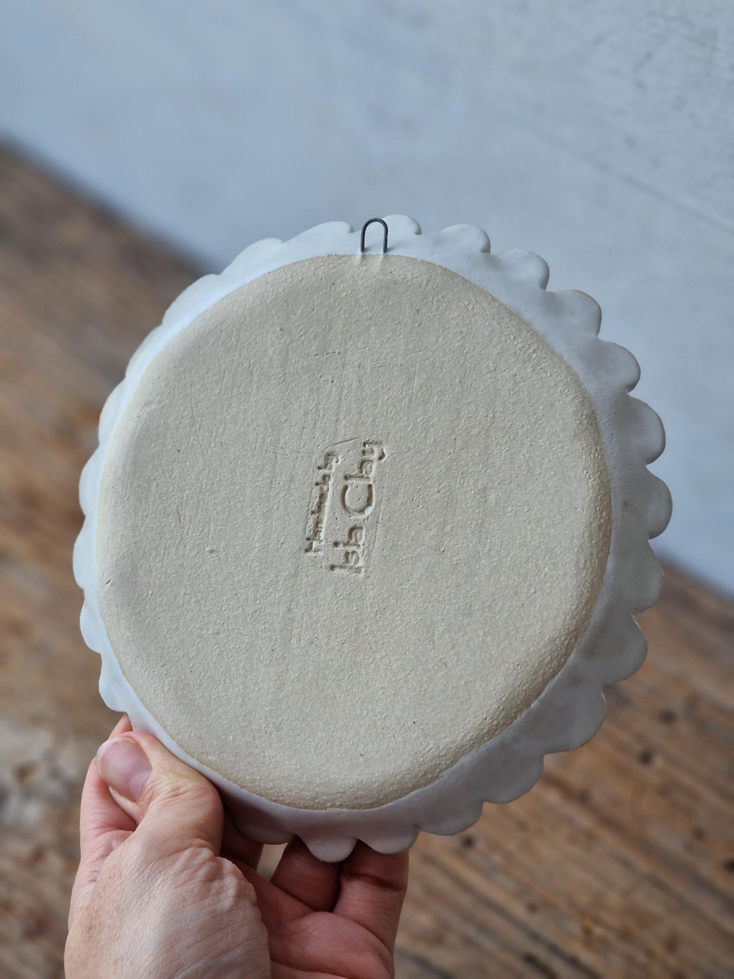 Ceramic wall art / scalloped side plate