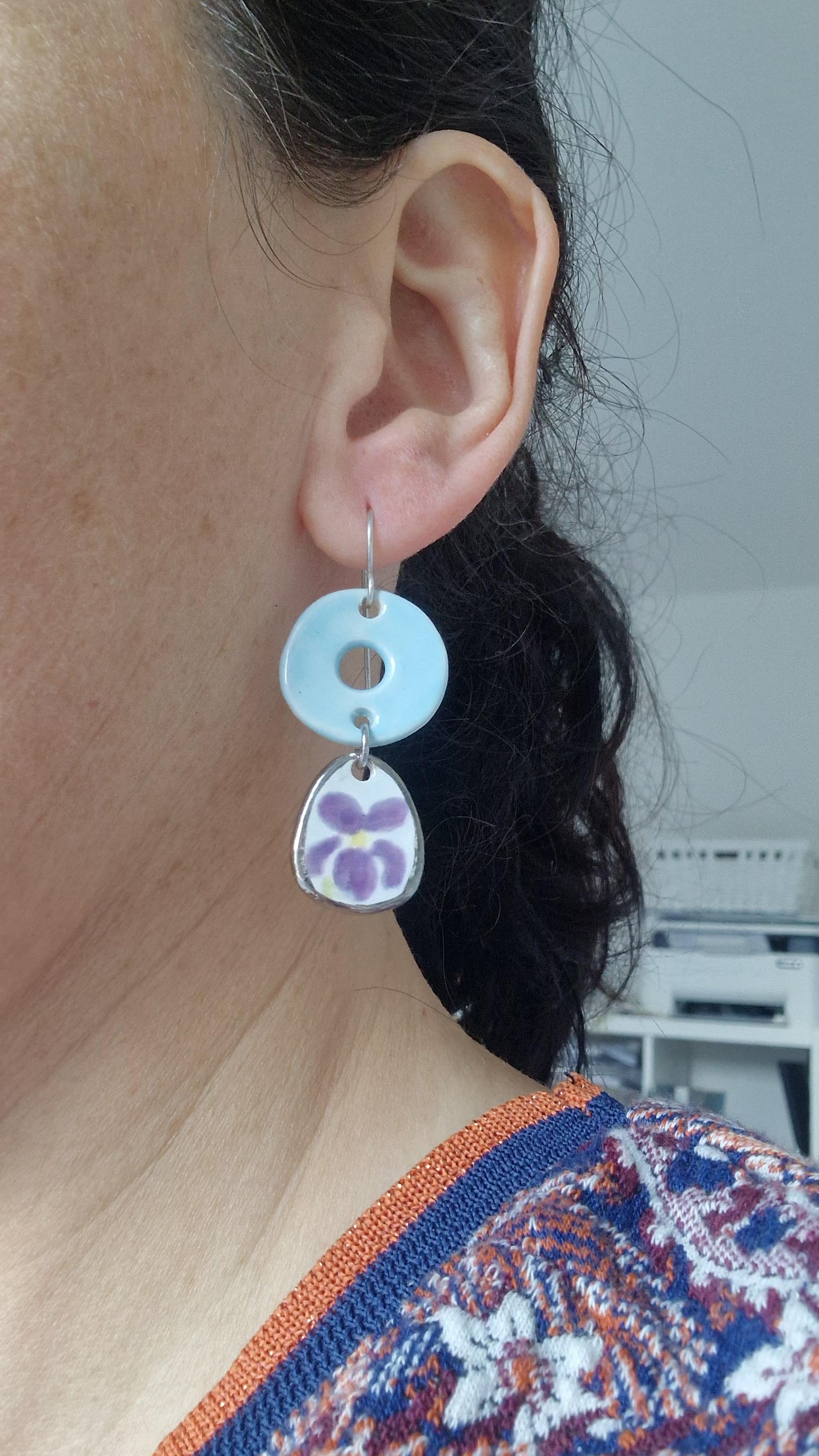Drop earrings - violets