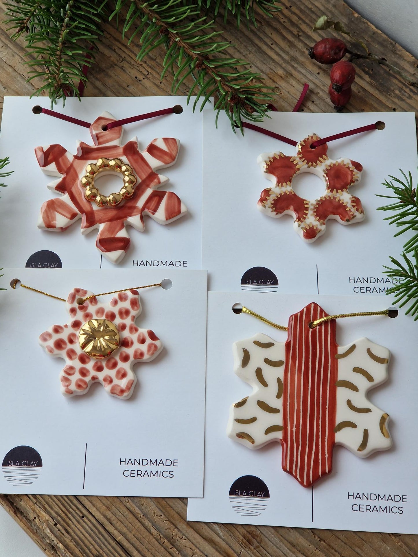 SET of 4 Christmas ornaments - red Nr. 1