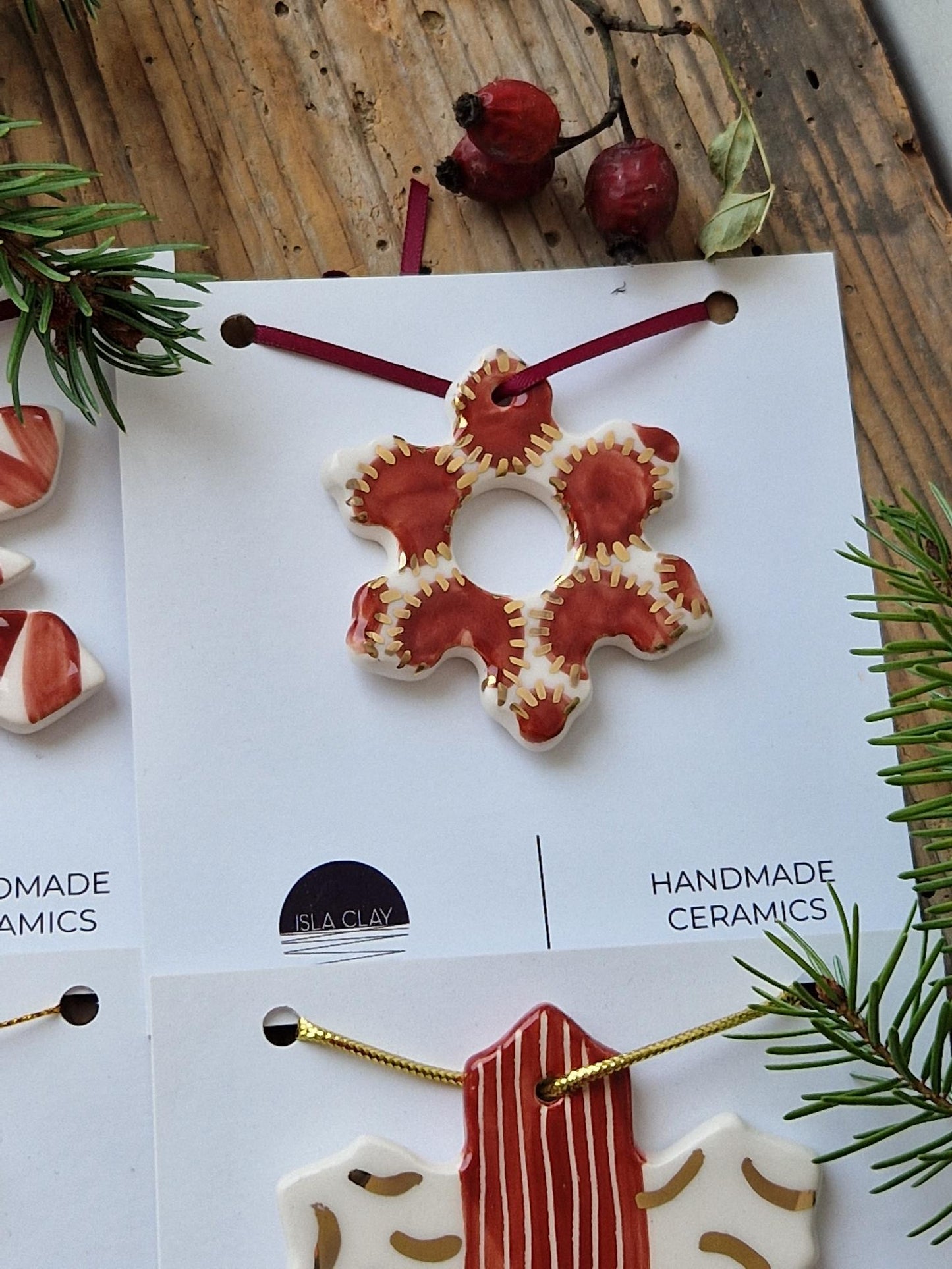 SET of 4 Christmas ornaments - red Nr. 1