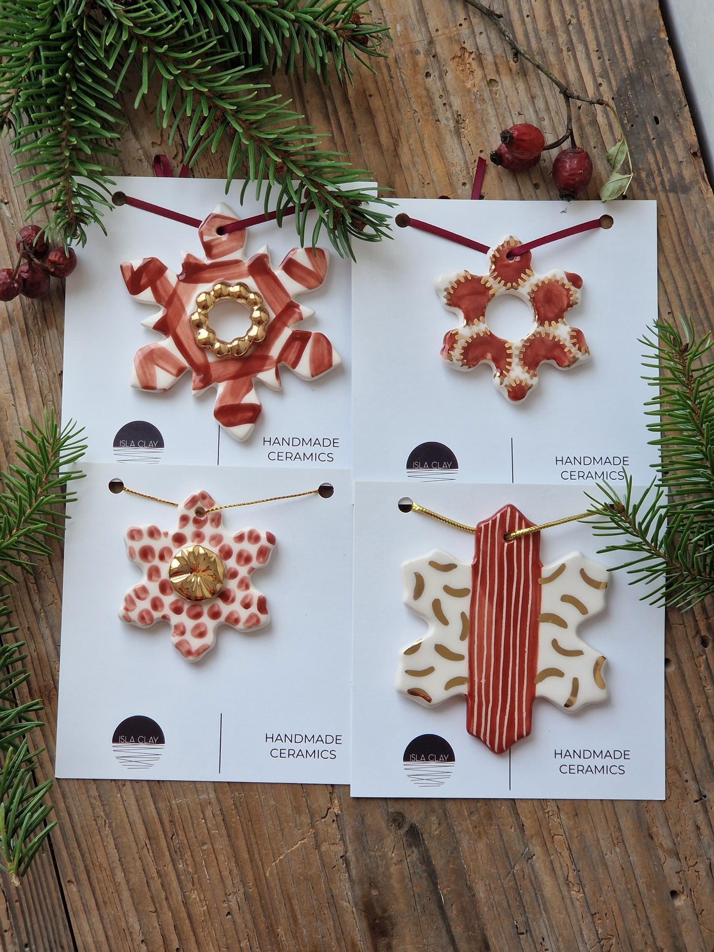 SET of 4 Christmas ornaments - red Nr. 1