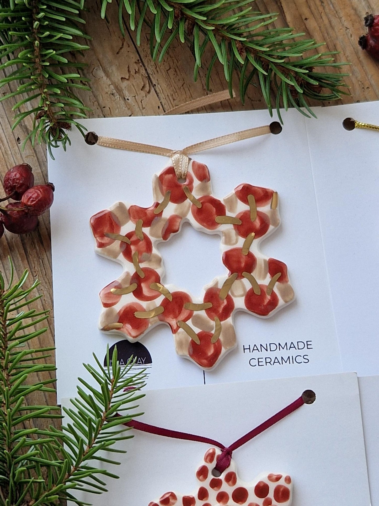 SET of 4 Christmas ornaments - red Nr. 2