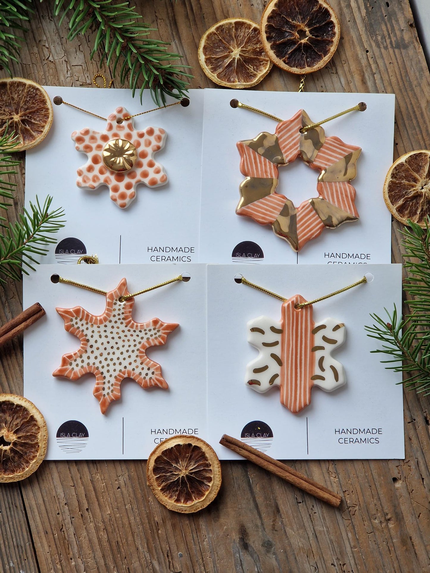 SET of 4 Christmas ornaments - orange
