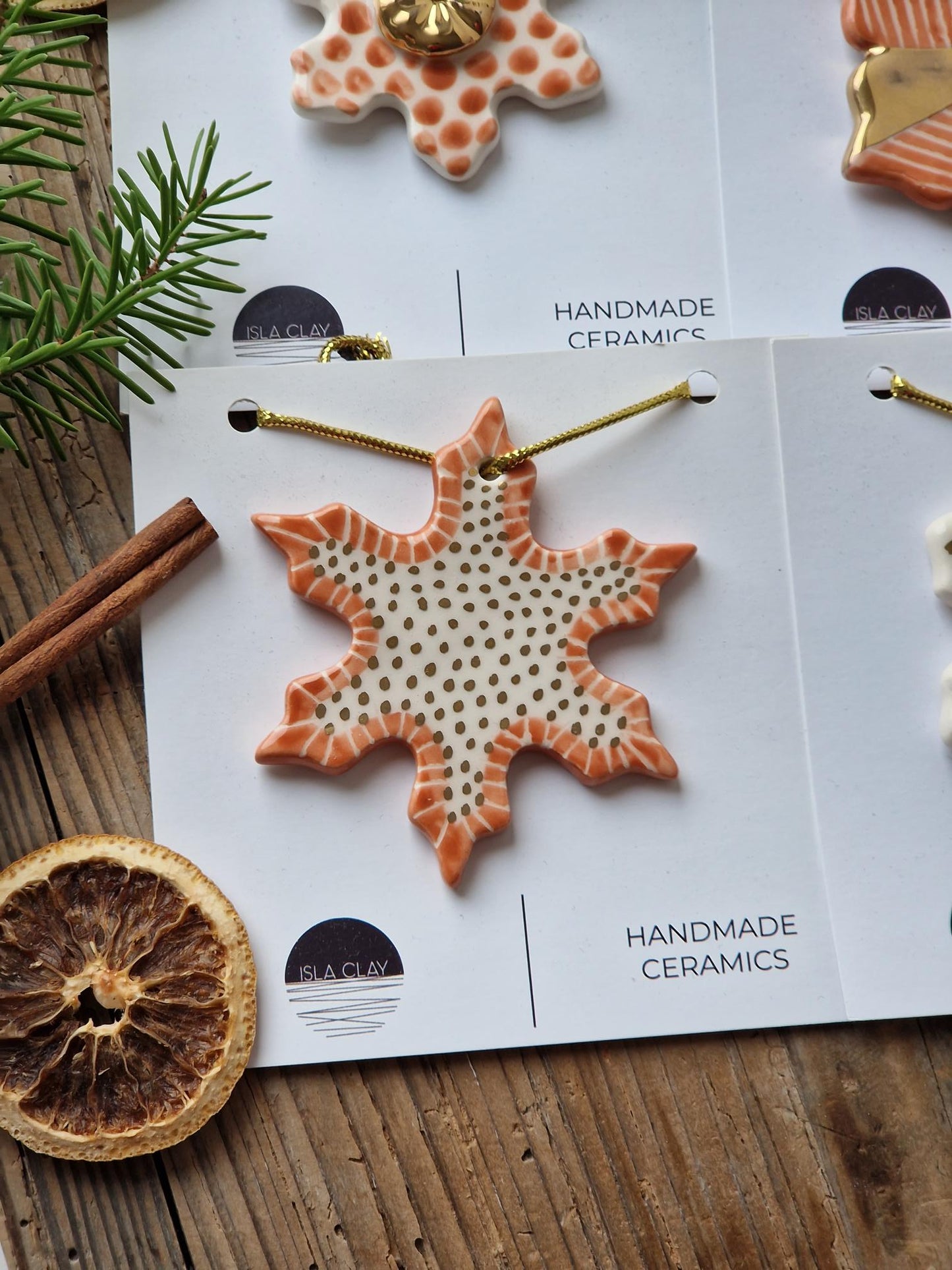 SET of 4 Christmas ornaments - orange