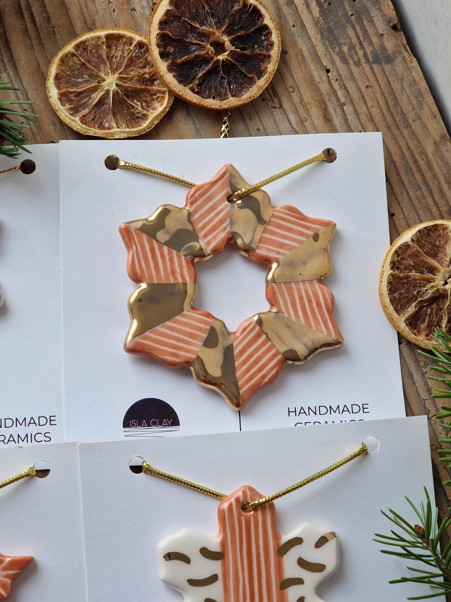 SET of 4 Christmas ornaments - orange