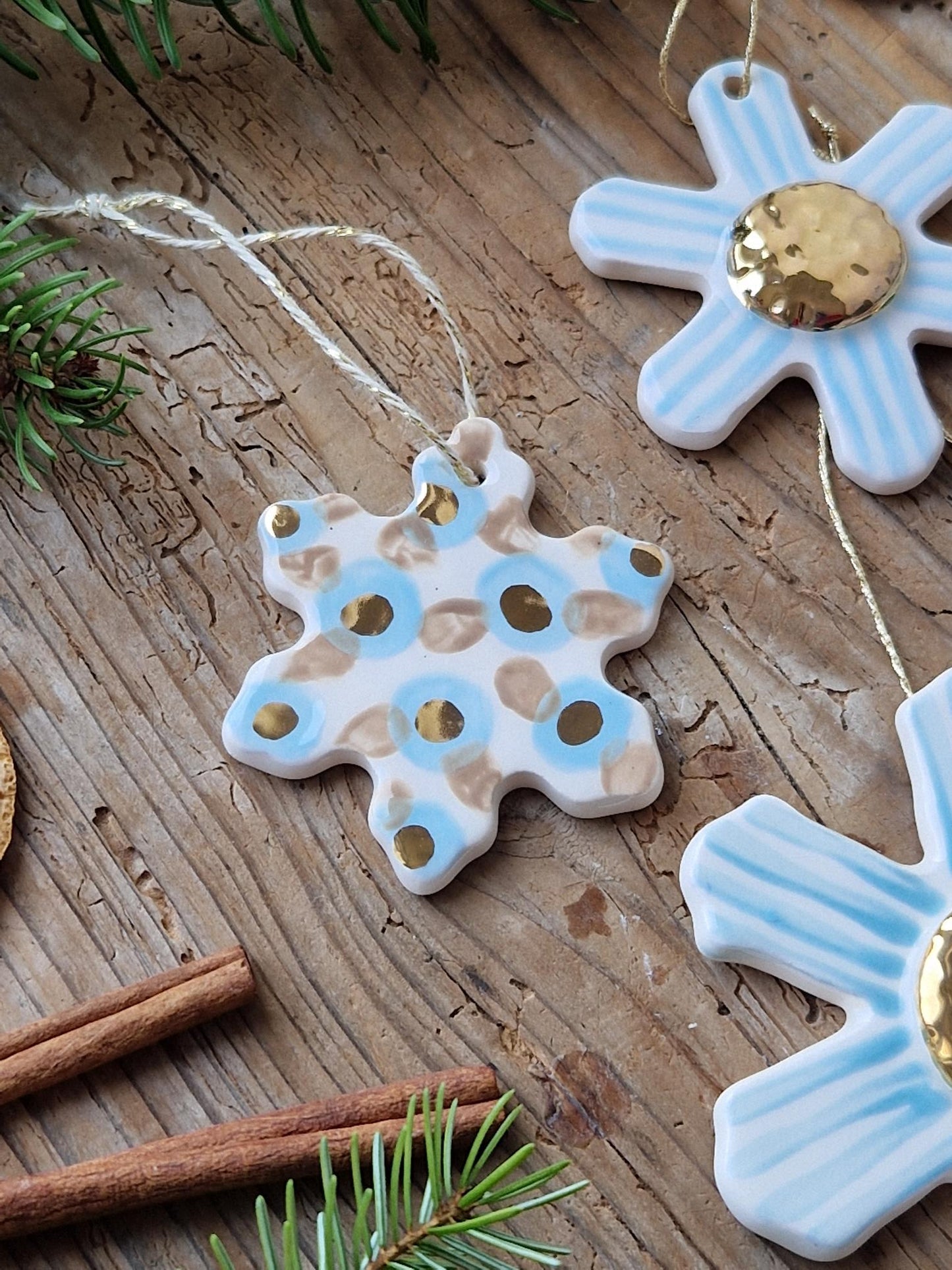 SET of 4 Christmas ornaments - light blue Nr. 1