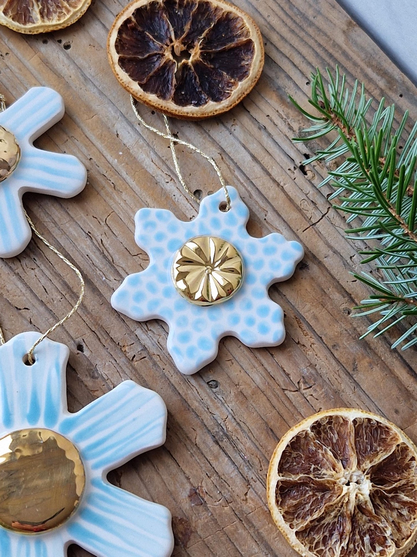 SET of 4 Christmas ornaments - light blue Nr. 1