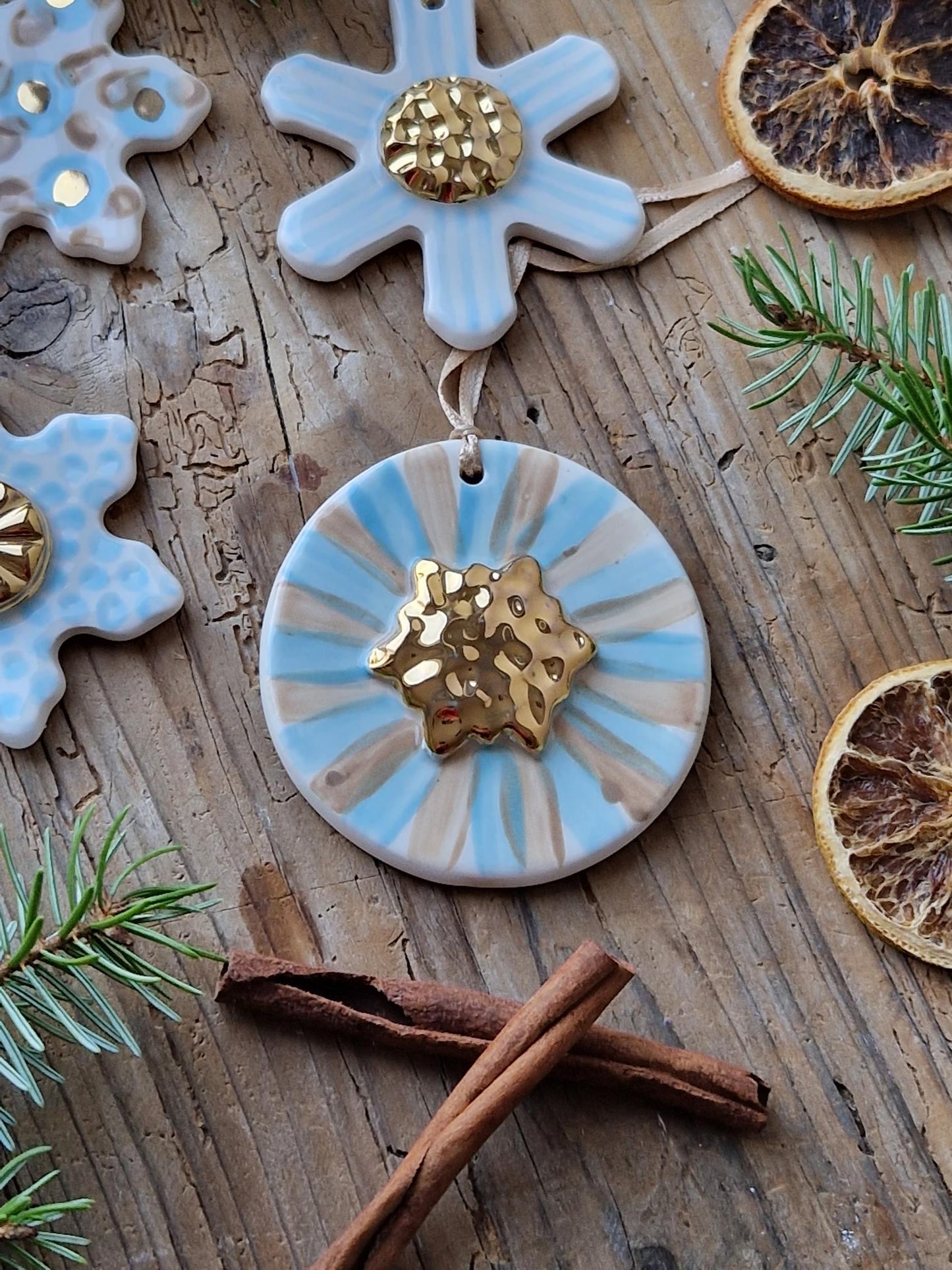 SET of 4 Christmas ornaments - light blue Nr. 2