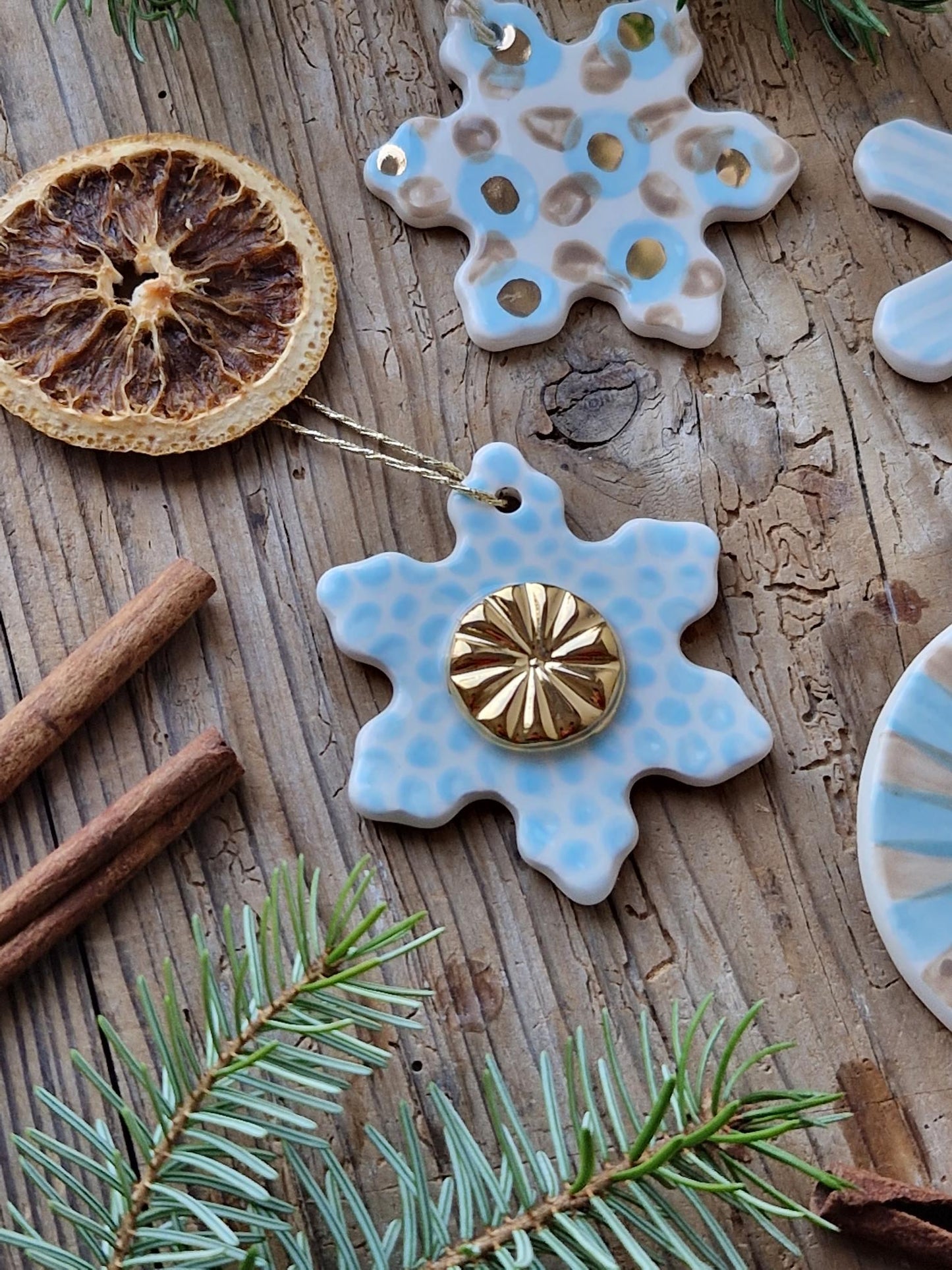 SET of 4 Christmas ornaments - light blue Nr. 2