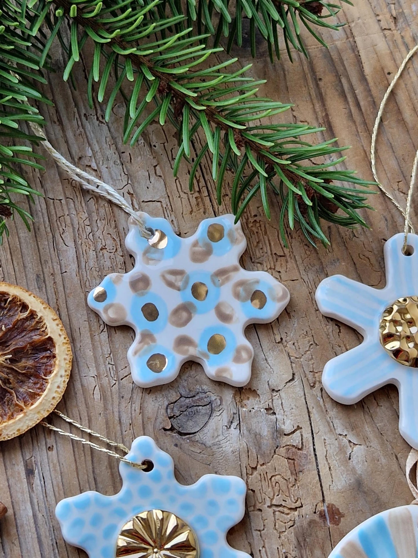 SET of 4 Christmas ornaments - light blue Nr. 2