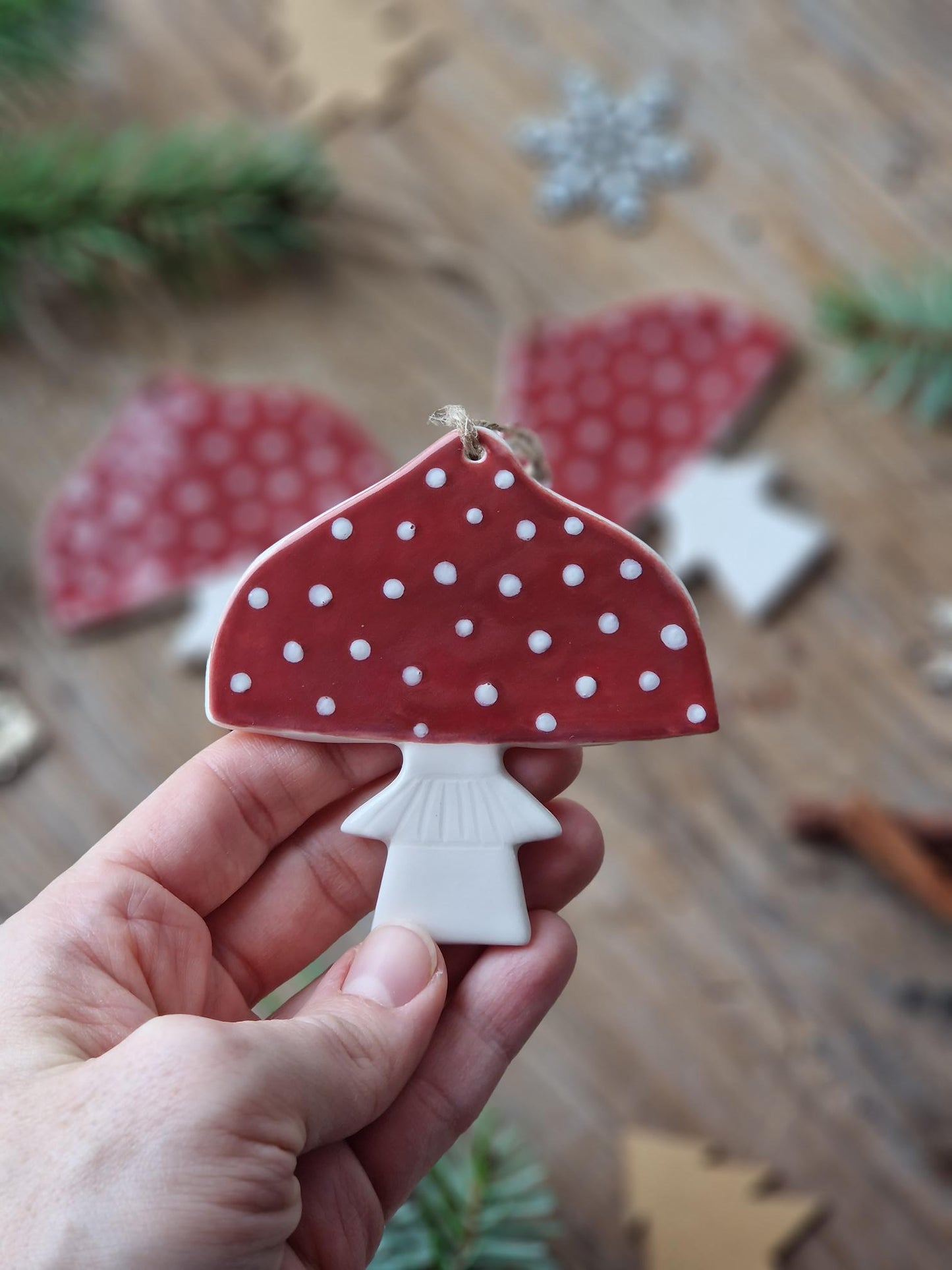 SET of 3 Mushroom ornaments