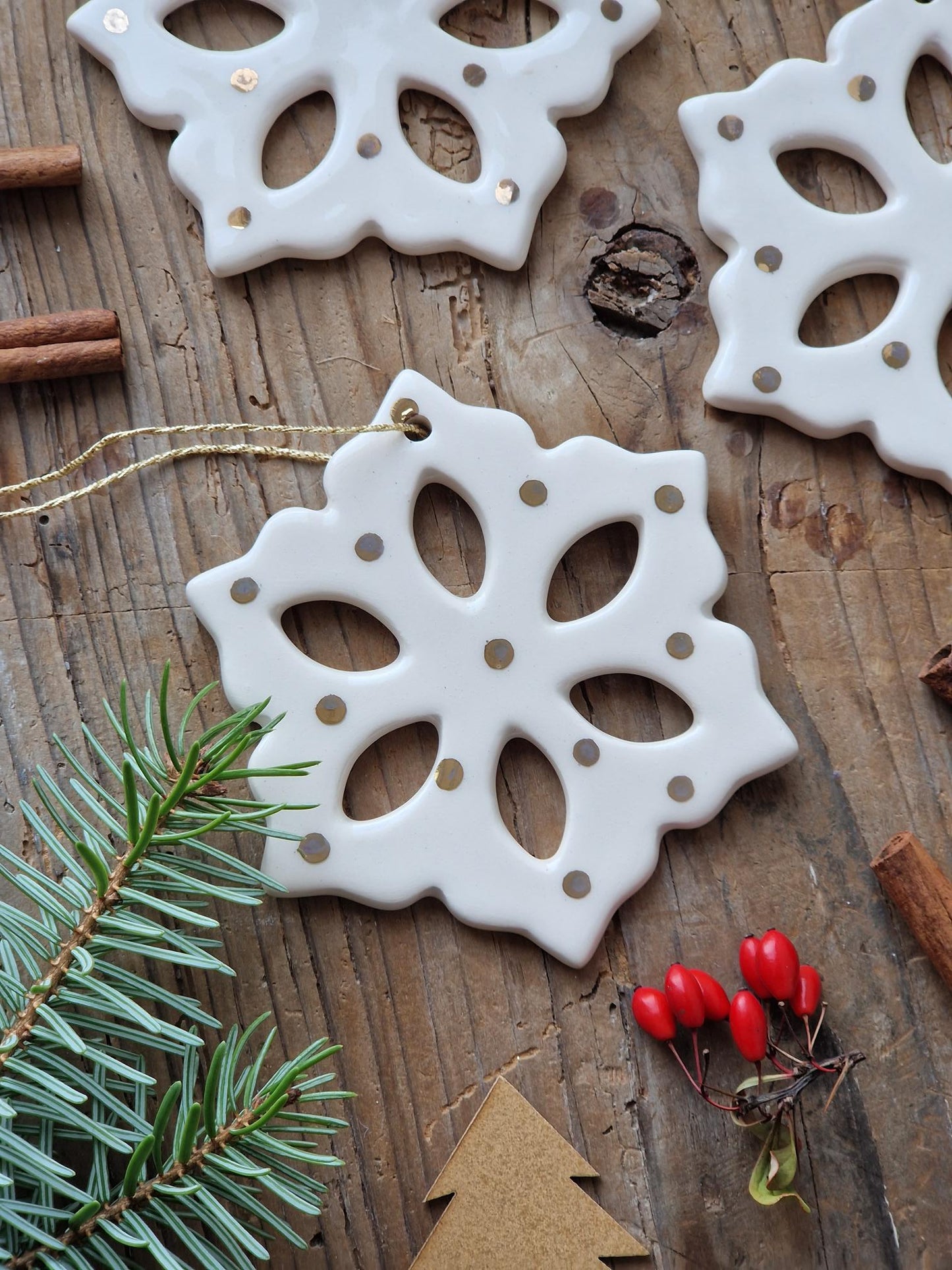 SET of 3 Snowflake ornaments