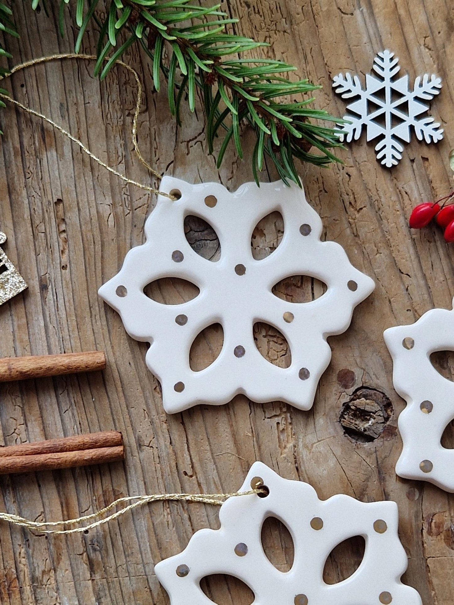SET of 3 Snowflake ornaments