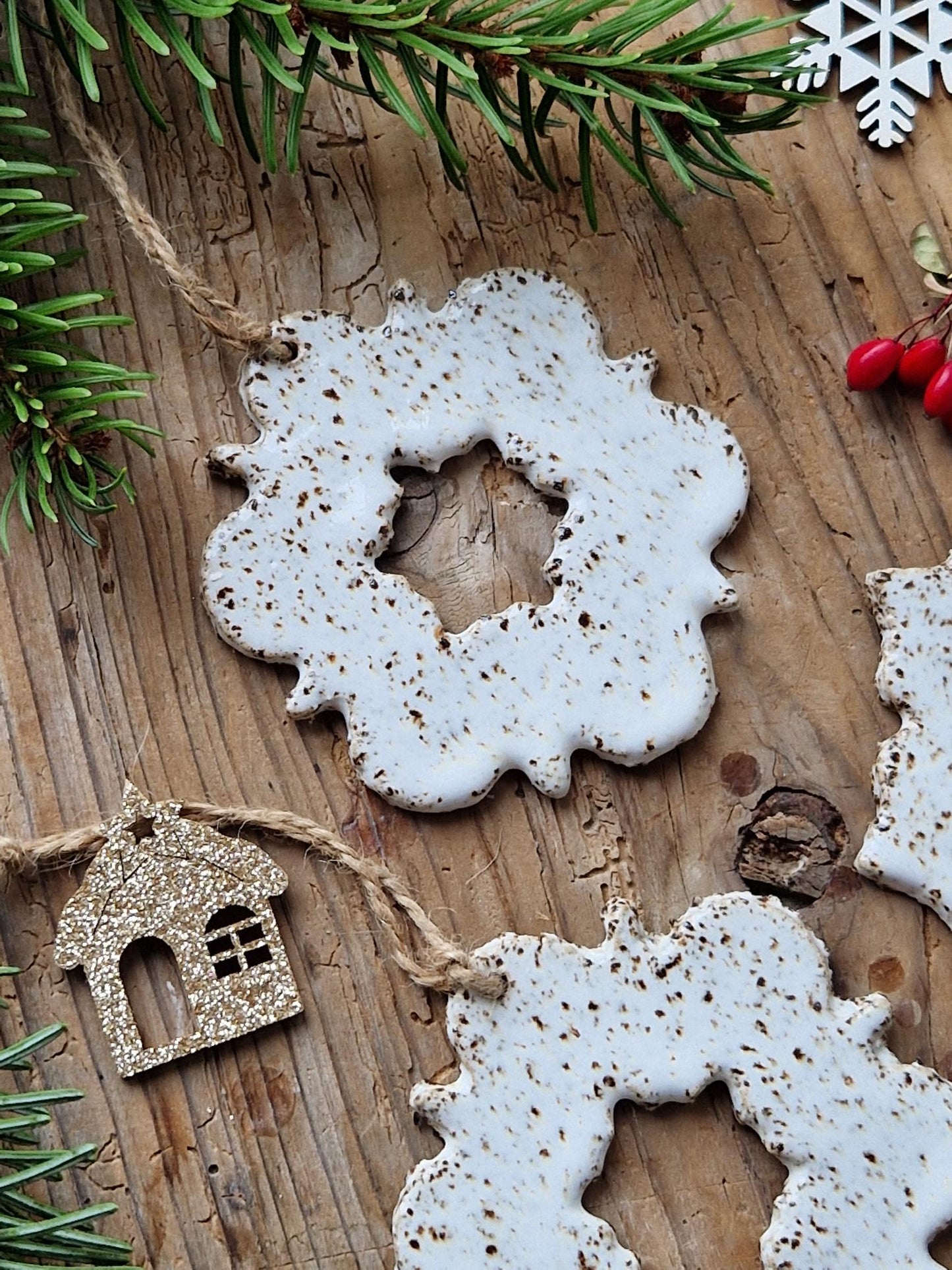 SET of 3 Snowflake ornaments