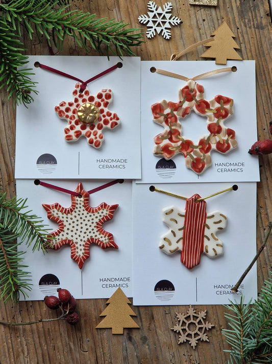 SET of 4 Christmas ornaments - red Nr. 2