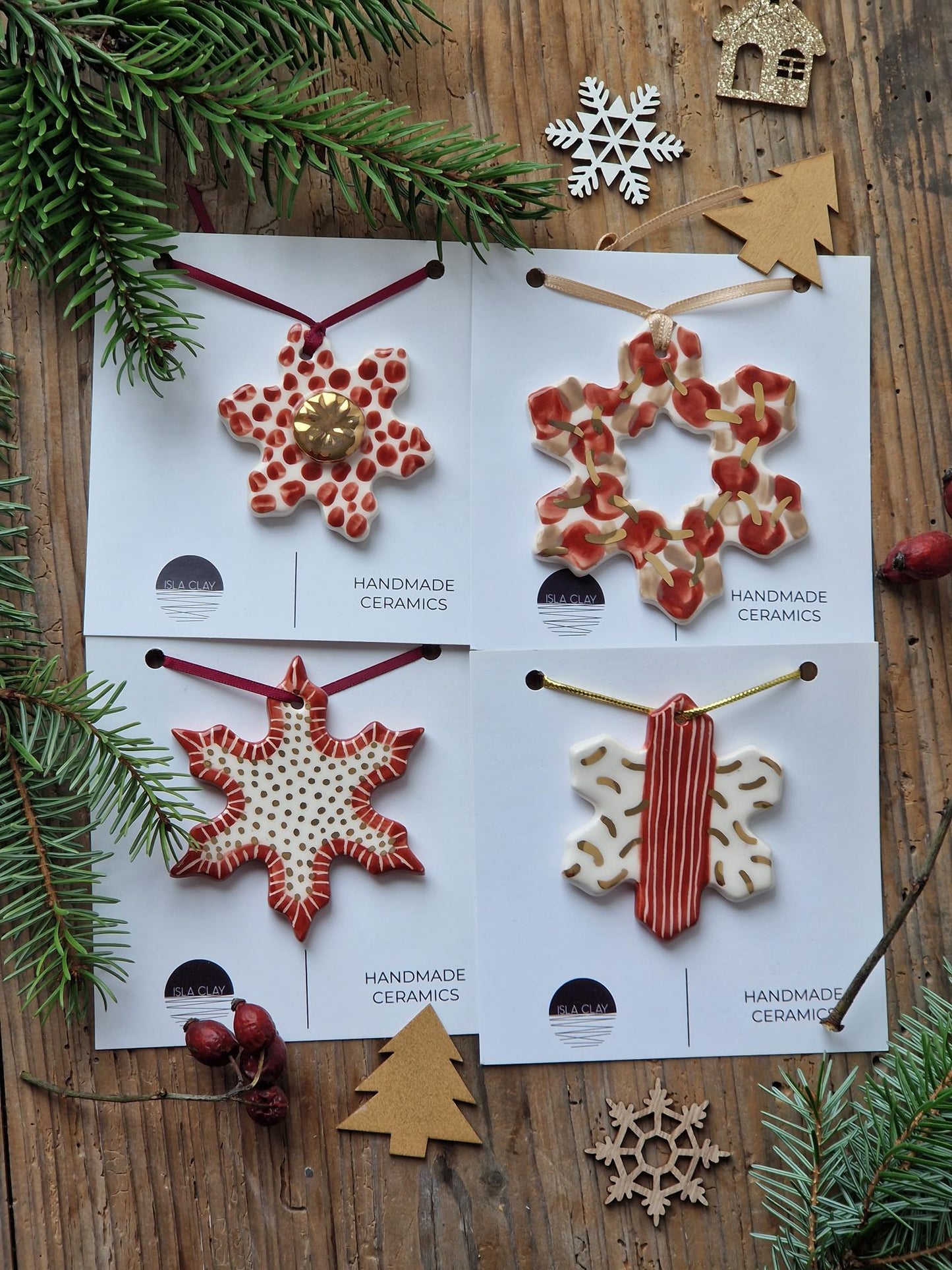 SET of 4 Christmas ornaments - red Nr. 2